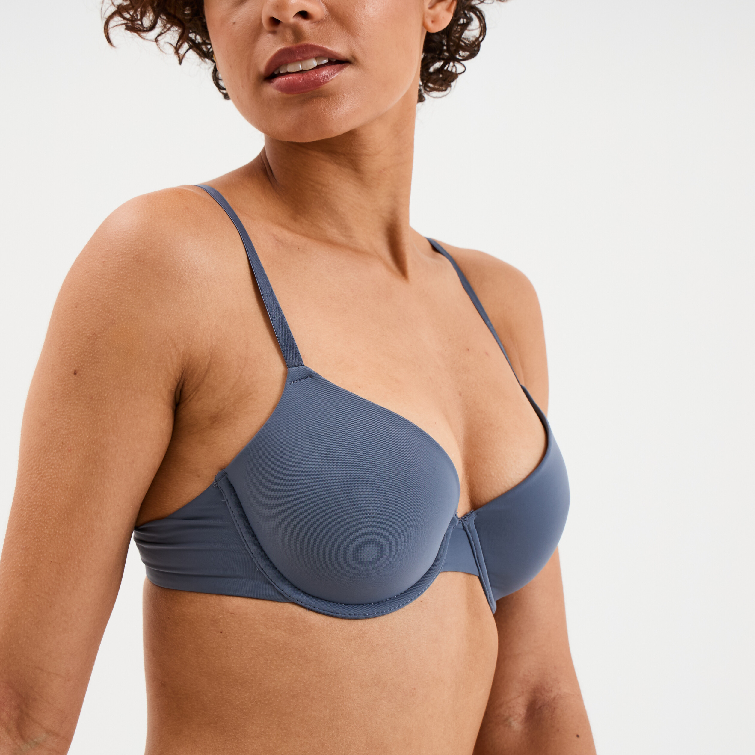 Soutien-gorge corbeille padd&eacute; microfibre bleu gris femme