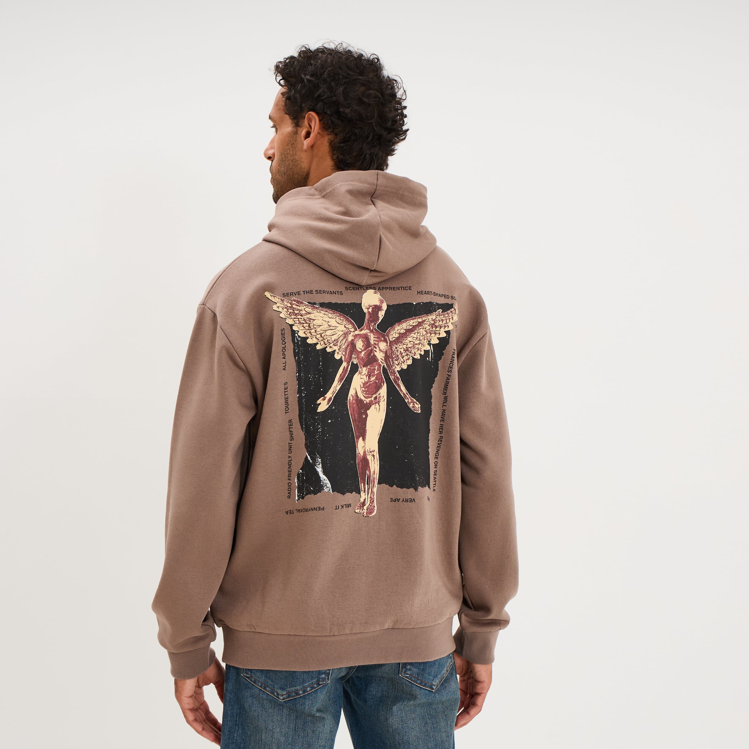Sweat hoodie &agrave; capuche Nirvana sable homme