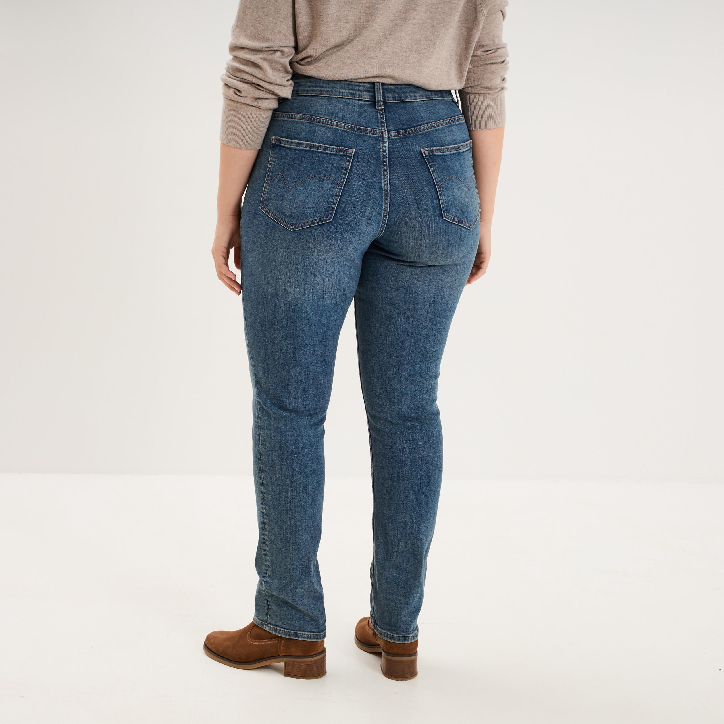Jeans droit taille haute denim dirty femme grande taille