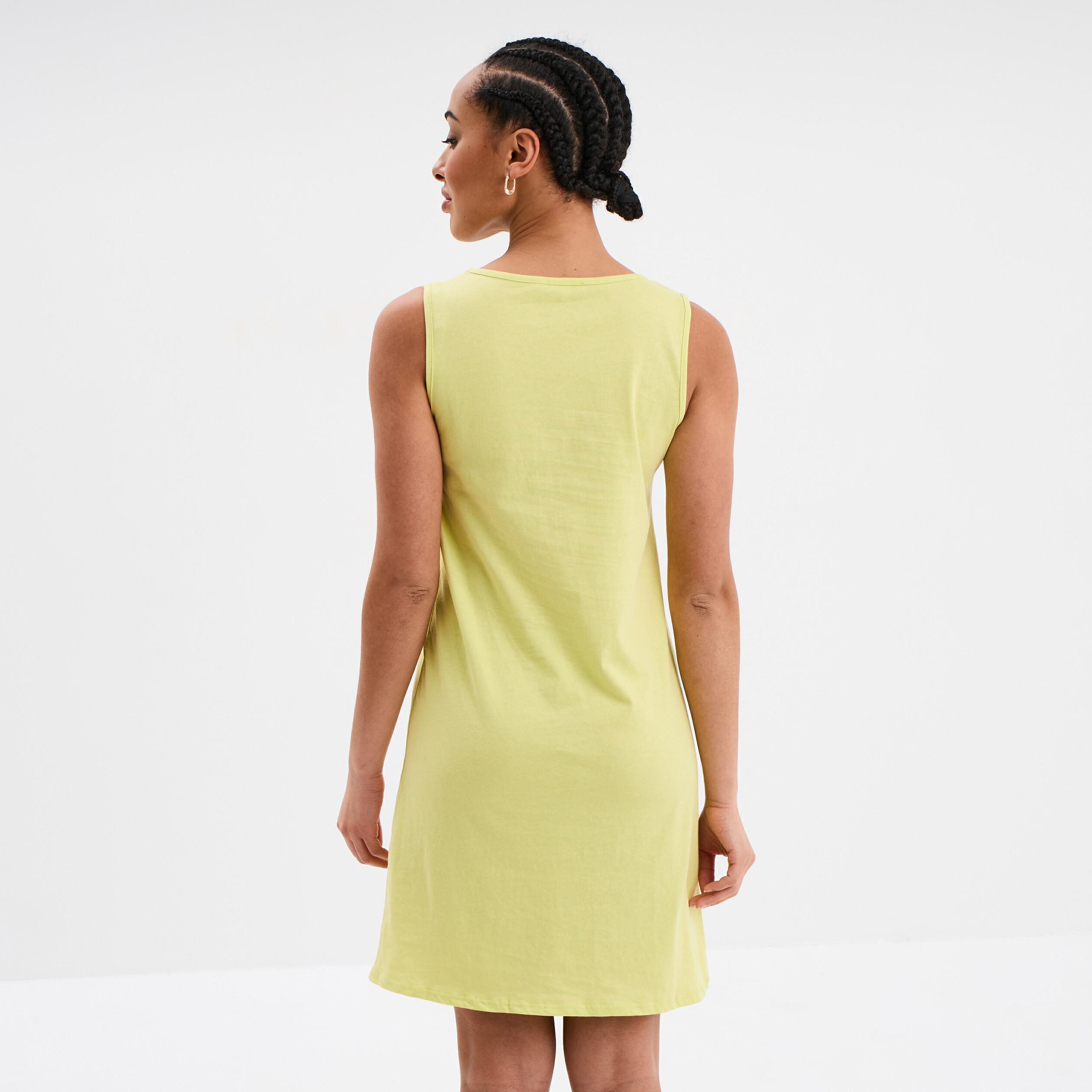 chemise de nuit sans manches coton vert anis femme Chemise de nuit sans manches coton vert anis femme