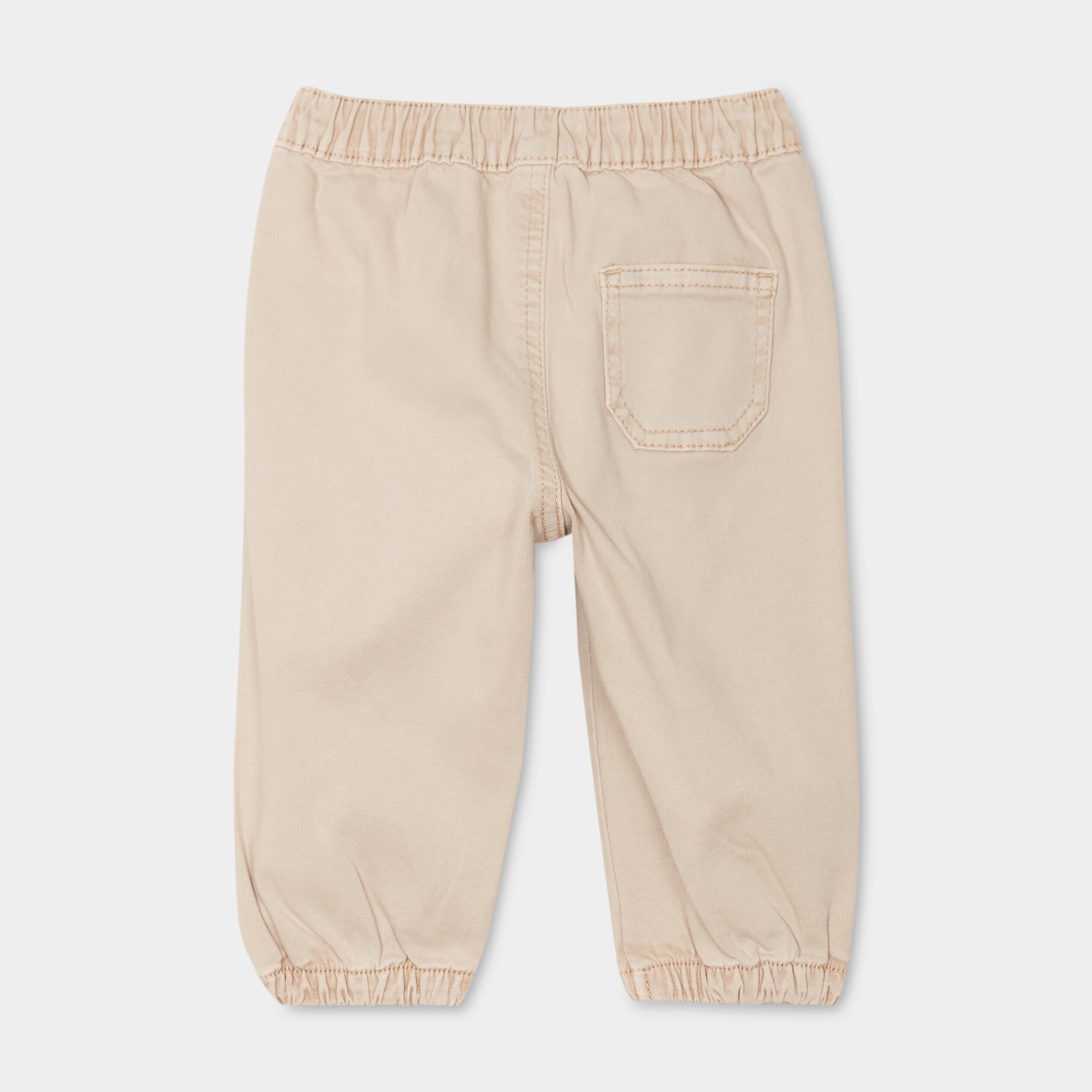 Pantalon jogger bas &eacute;lastiqu&eacute; coton beige b&eacute;b&eacute; gar&ccedil;on