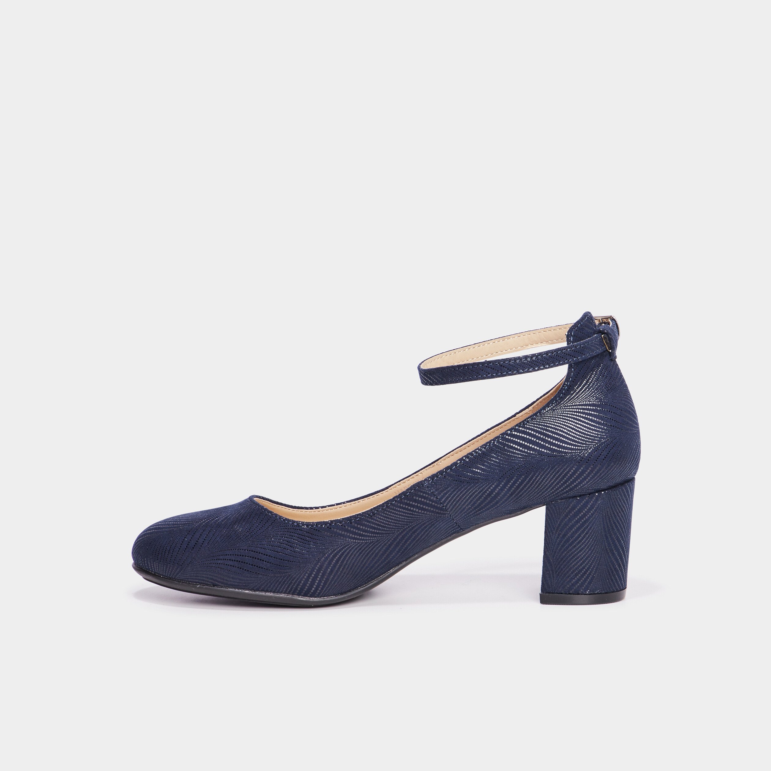 Petit Talon Carré Chaussures Escarpins Bleu Marine Escarpins à