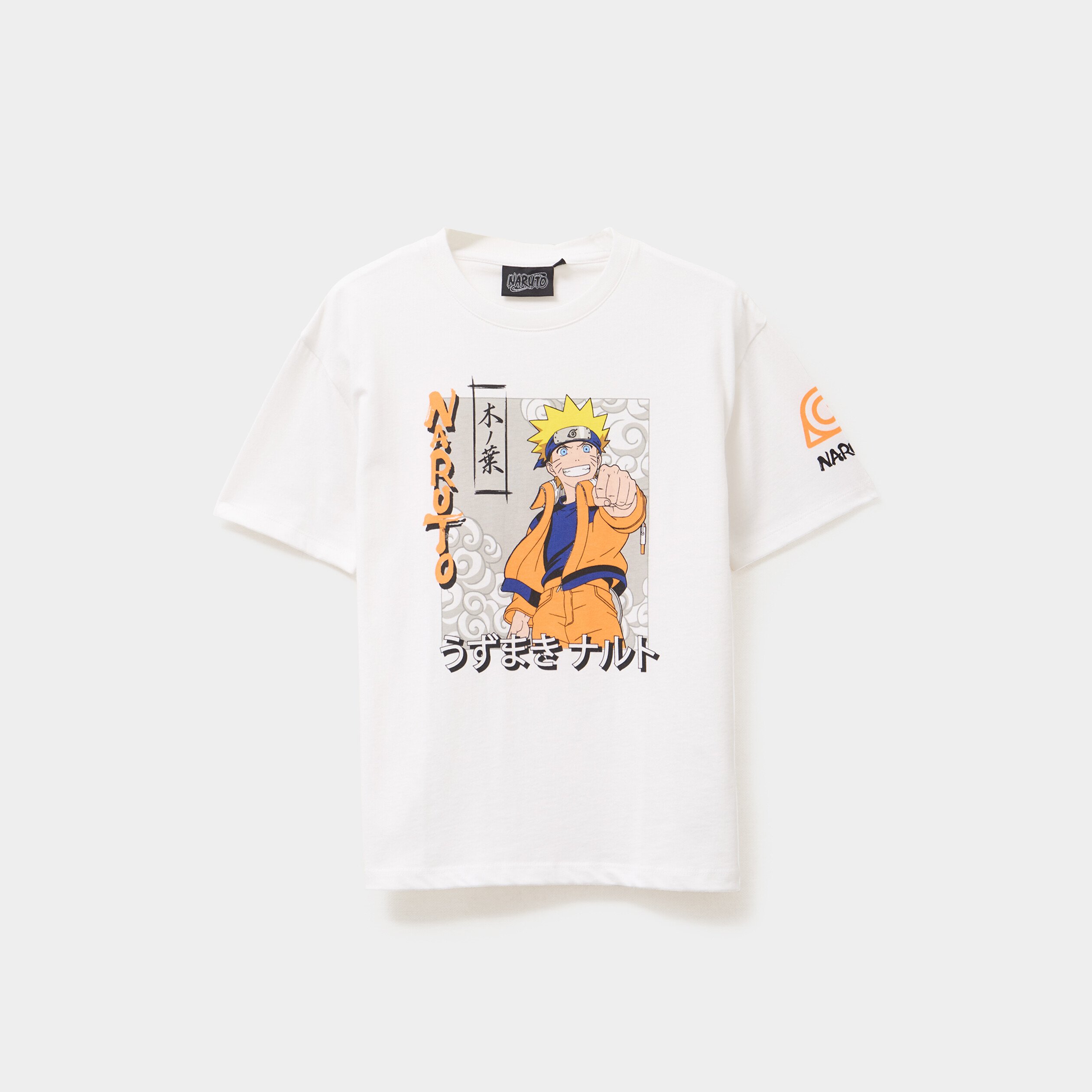 t shirt manches courtes coton naruto blanc garcon T-shirt manches courtes coton Naruto blanc garçon