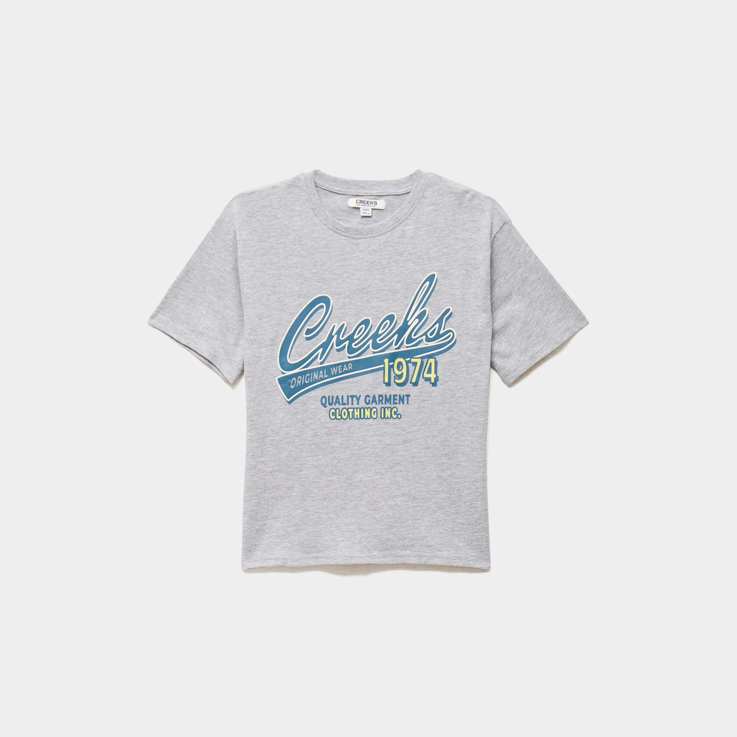 T-shirt oversize manches courtes coton gris gar&ccedil;on