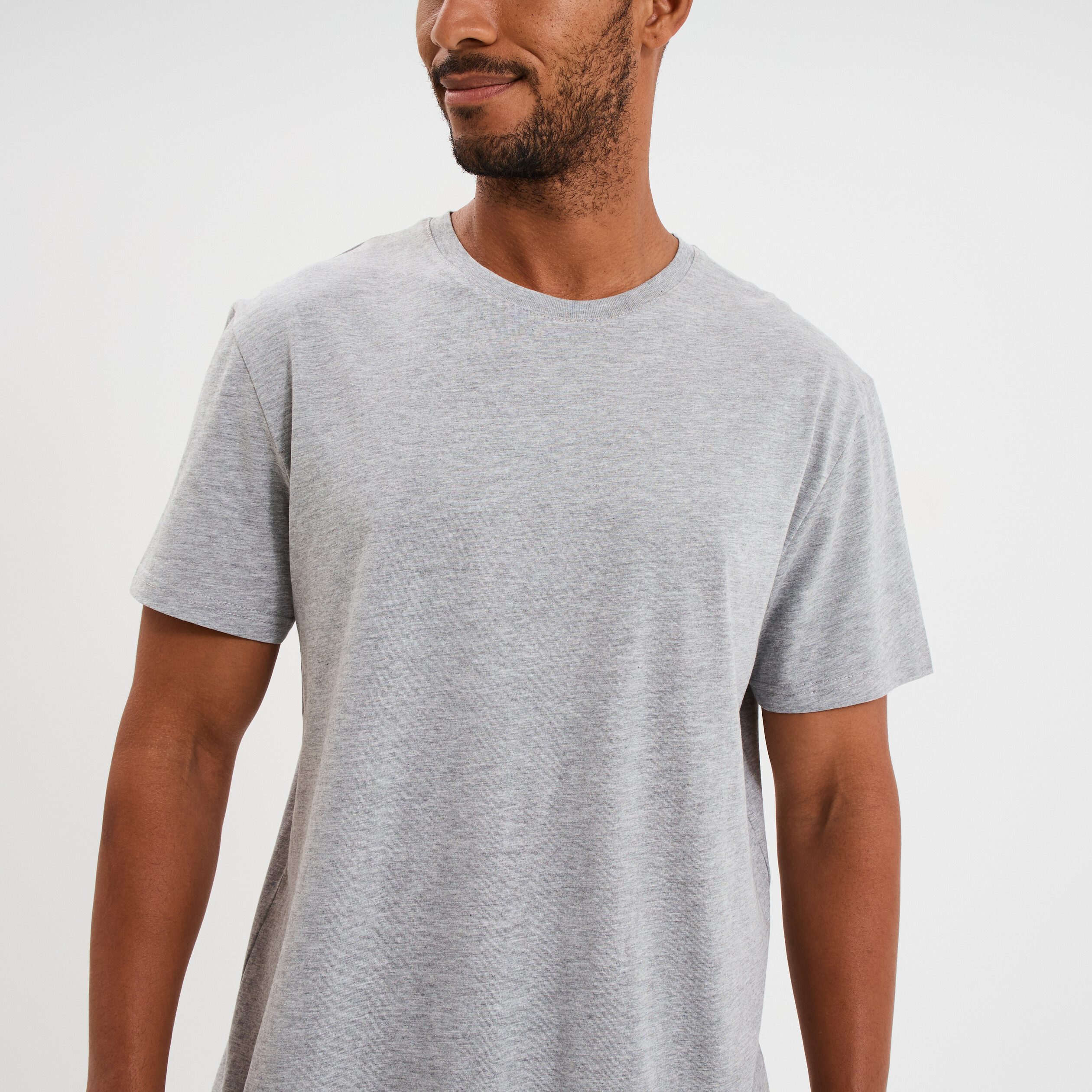 T-shirt droit en coton manches courtes gris homme