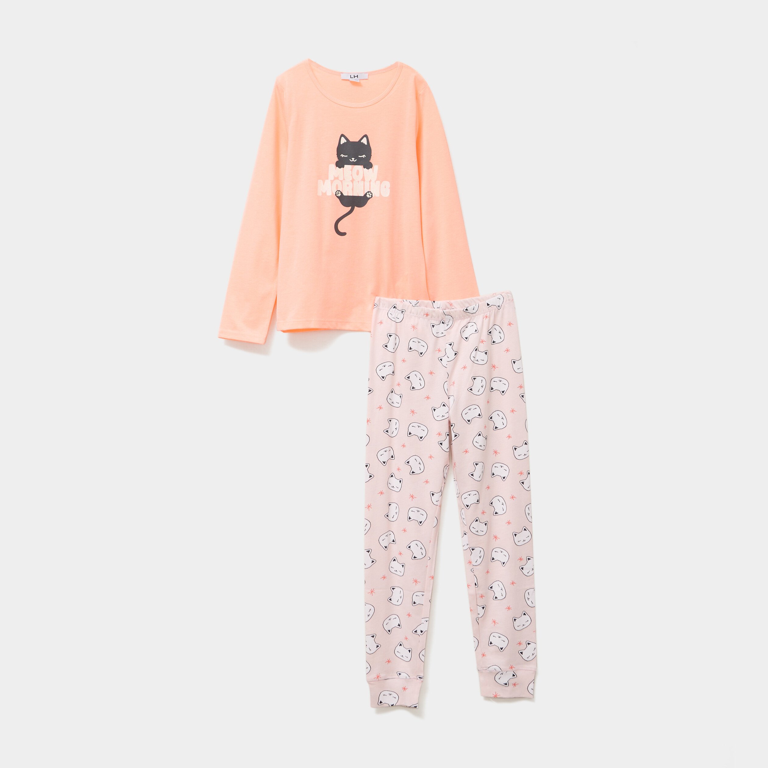 ensemble pyjama pantalon et t shirt orange fluo fille Ensemble pyjama pantalon et t-shirt orange fluo fille