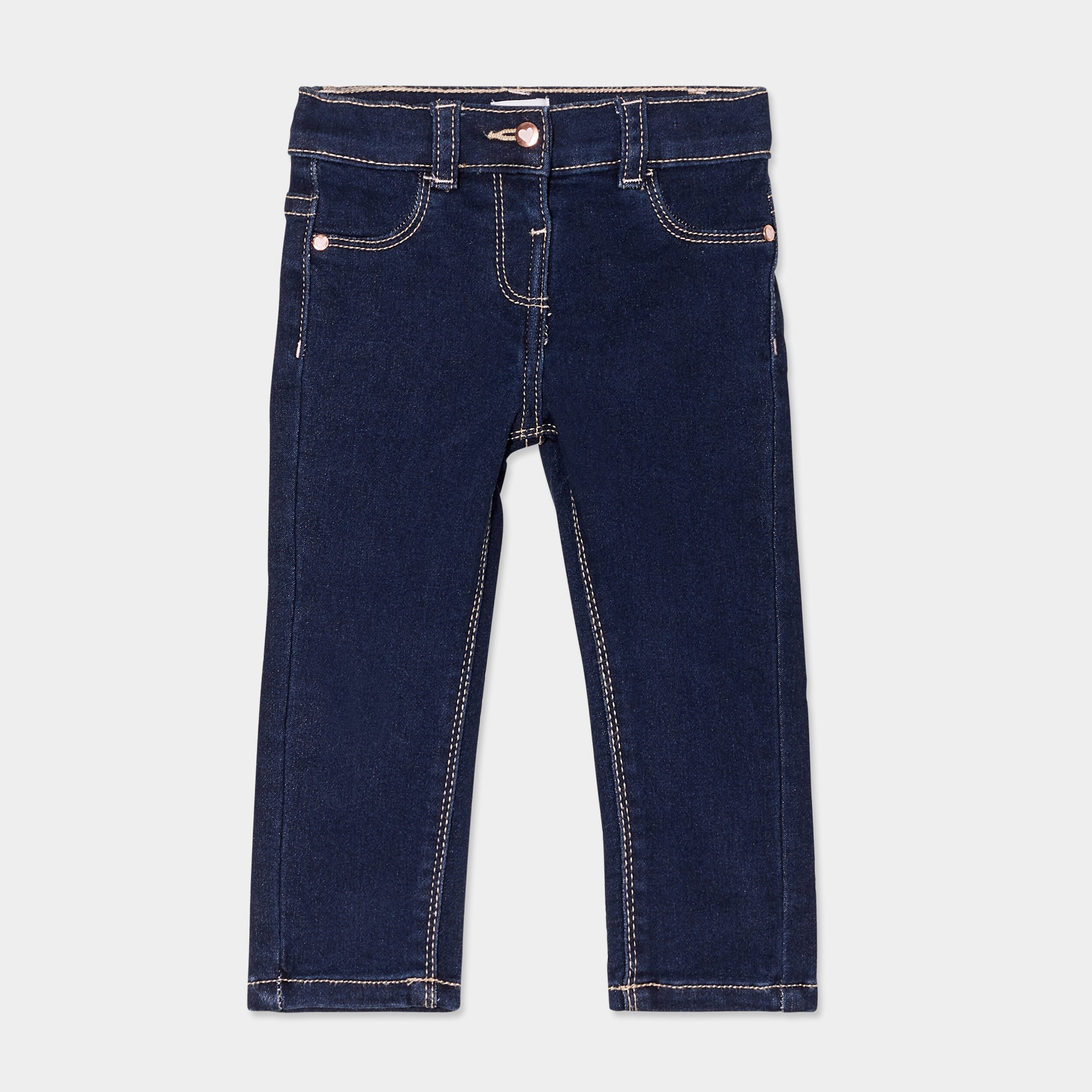 Jean slim ajusté 4 poches denim brut bébé fille