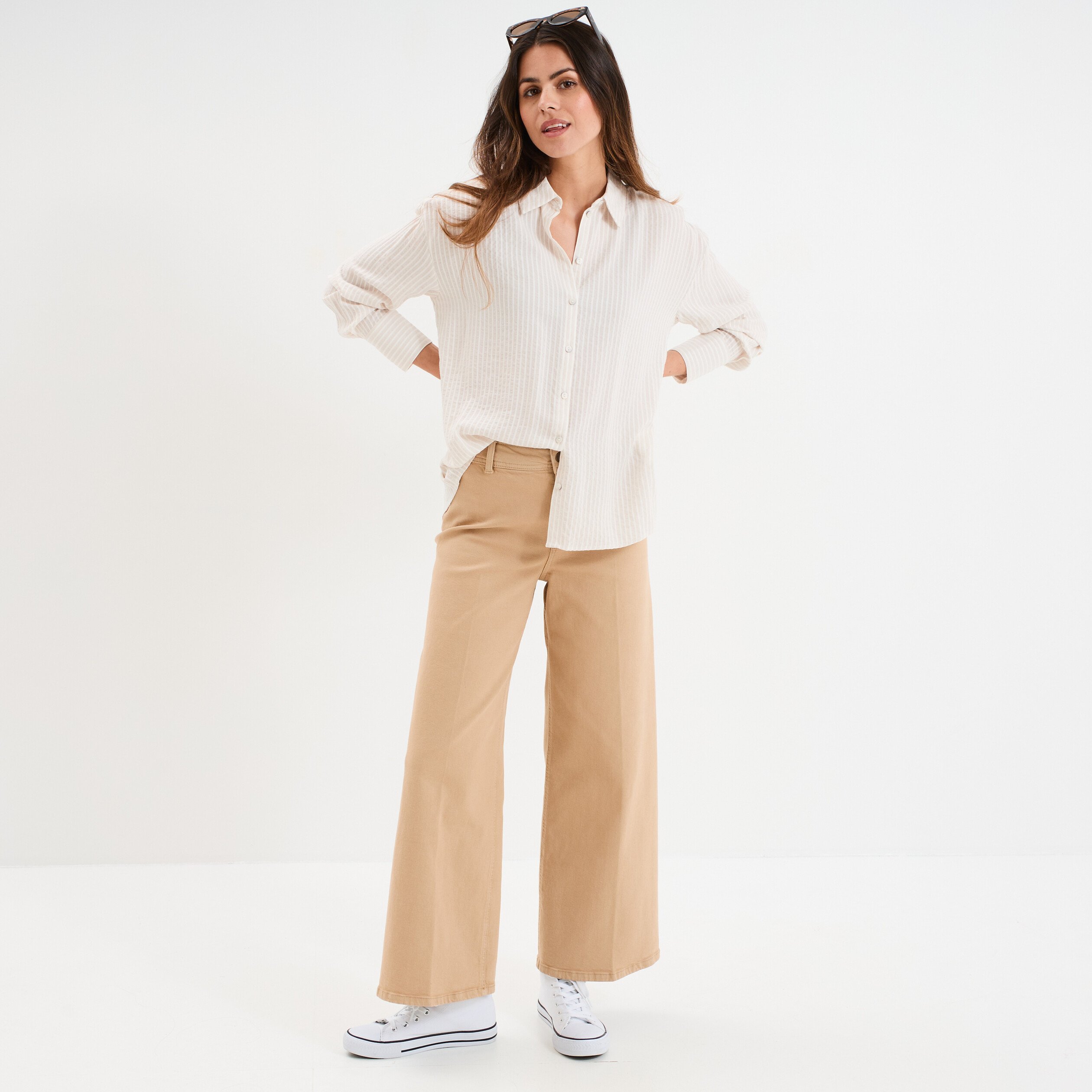 pantalon large 78eme coton sable femme Pantalon large 7/8ème coton sable femme