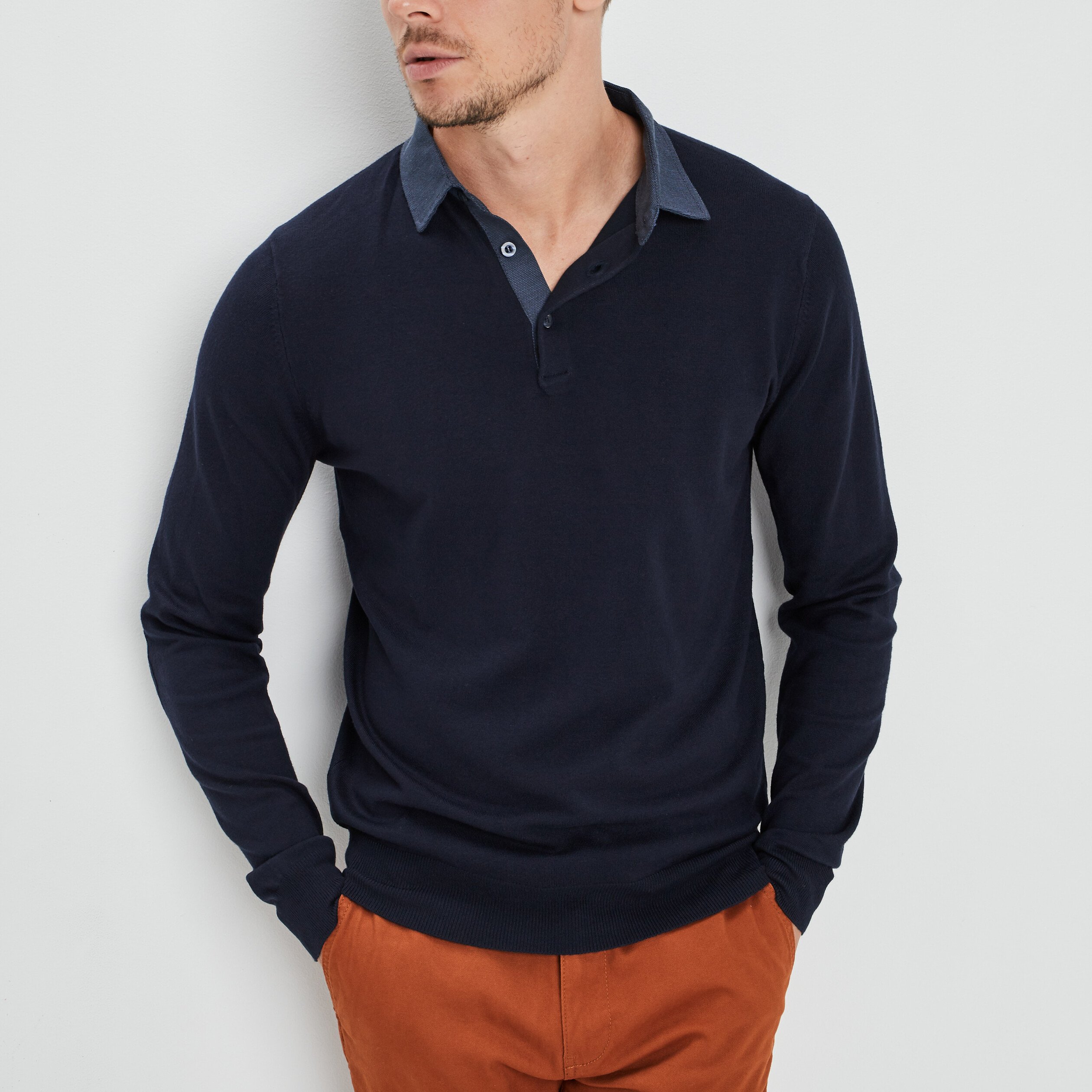 Selected homme  Polo en matière pull marine pour homme