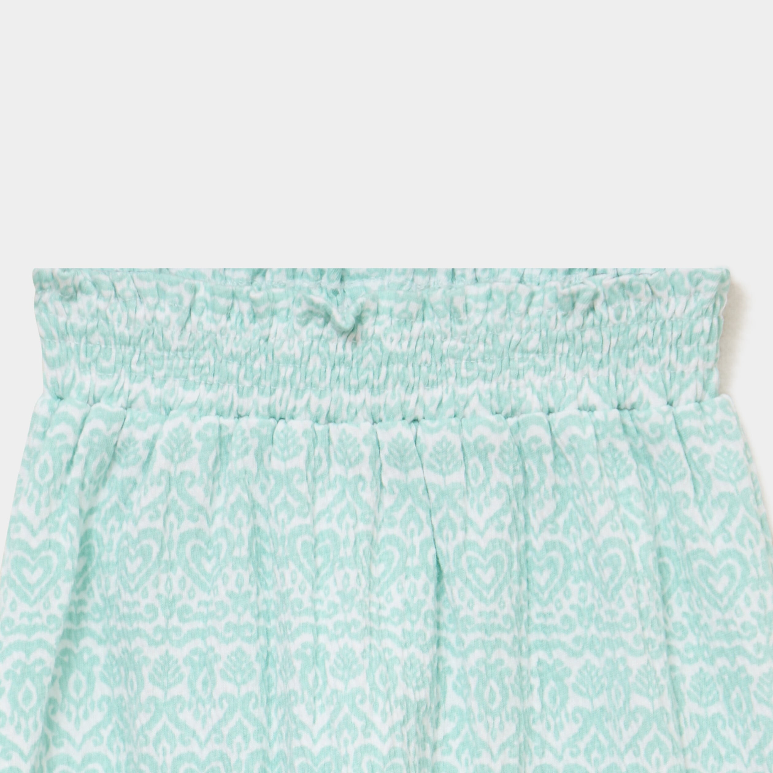 Pantalon fluide taille &eacute;lastiqu&eacute;e coton vert pastel b&eacute;b&eacute; fille