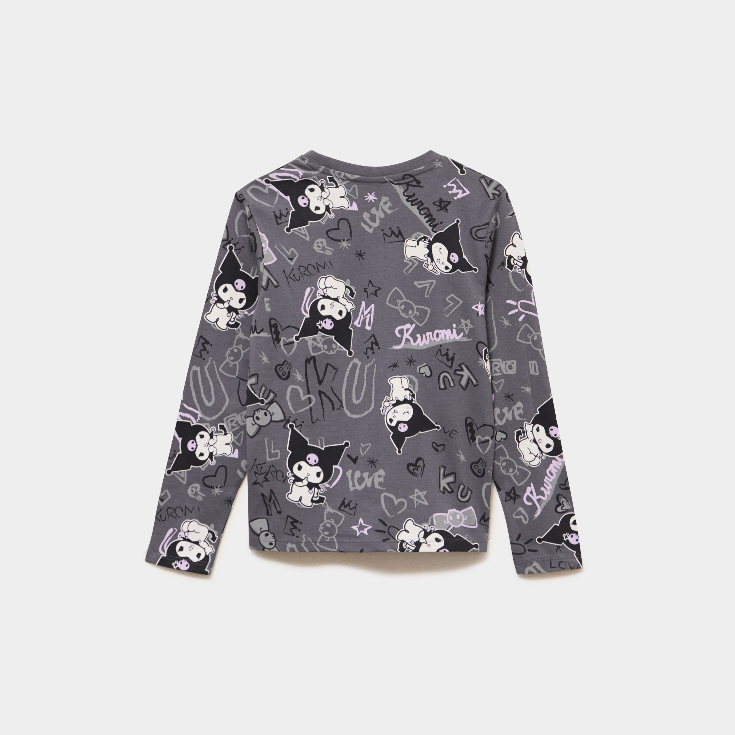 T-shirt coton Hello Kitty Kuromi gris fonc&eacute; fille