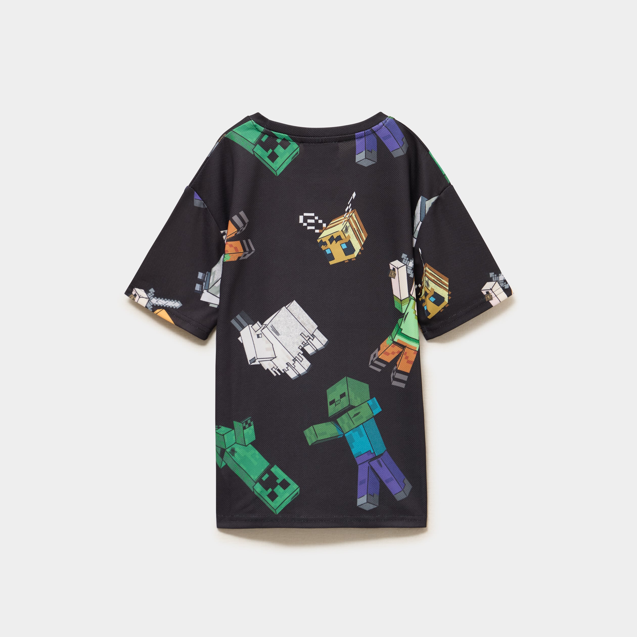 T-shirt manches courtes droit Minecraft noir gar&ccedil;on