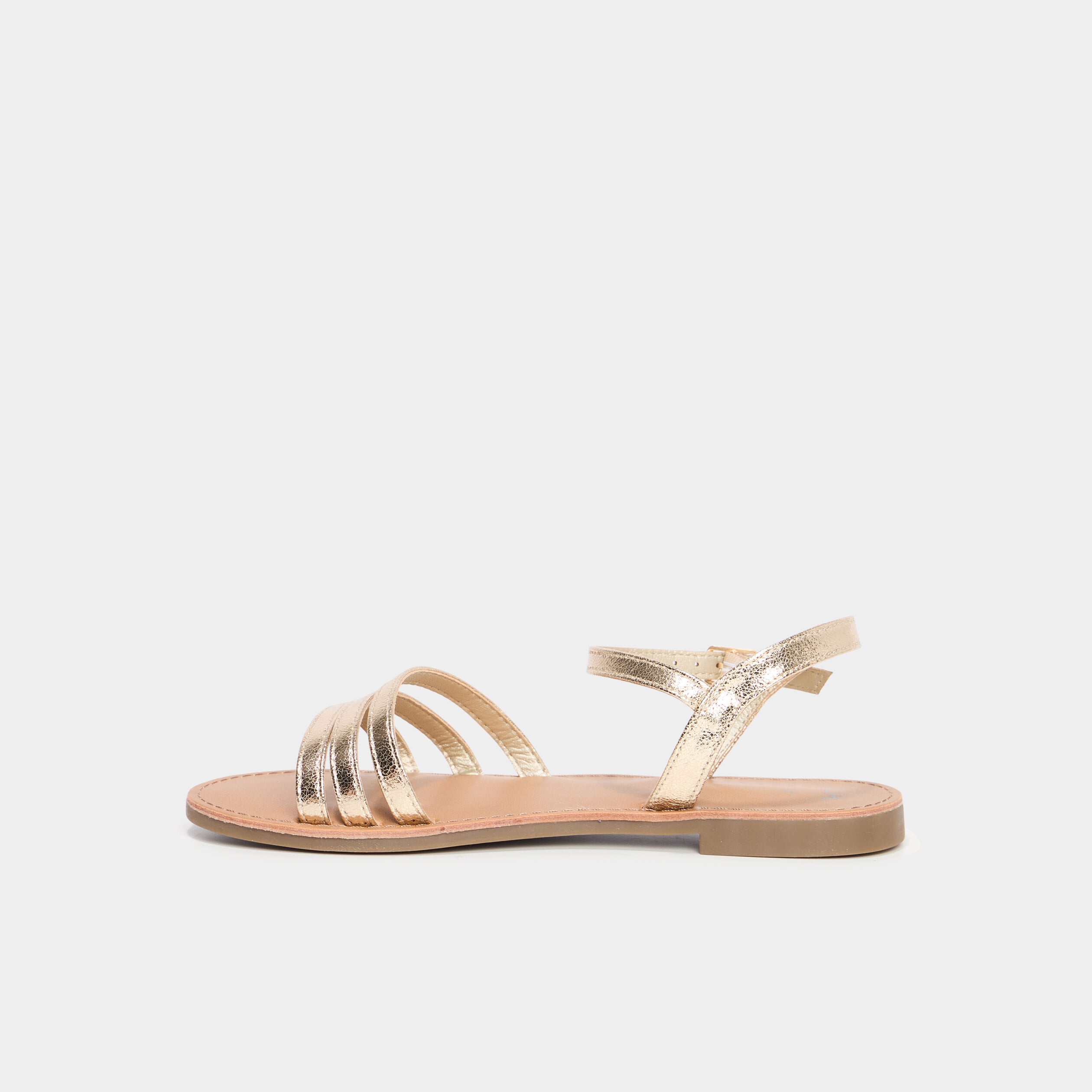 Sandales plates jaune or femme