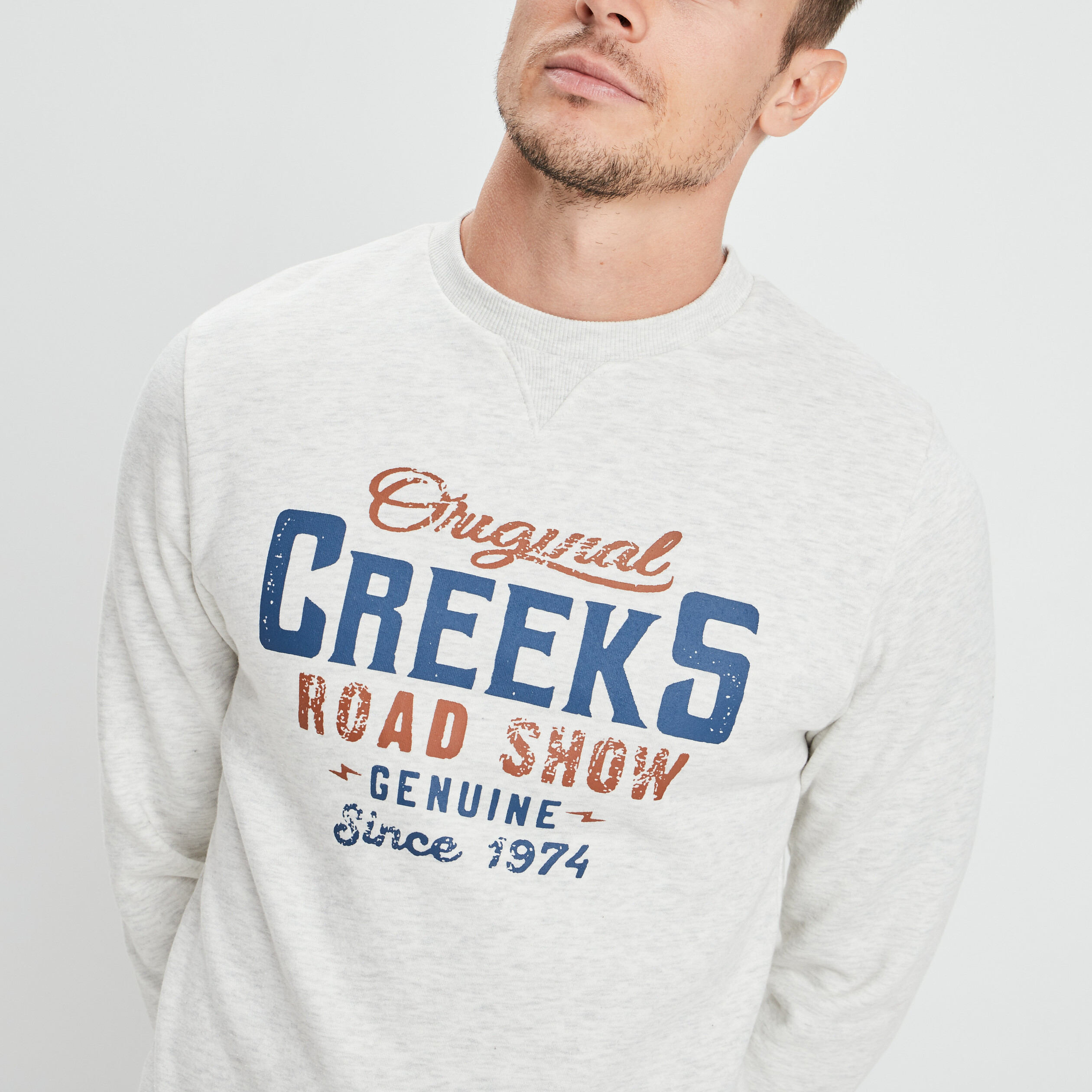 sweat a col rond creeks ivoire homme Sweat à col rond Creeks ivoire homme