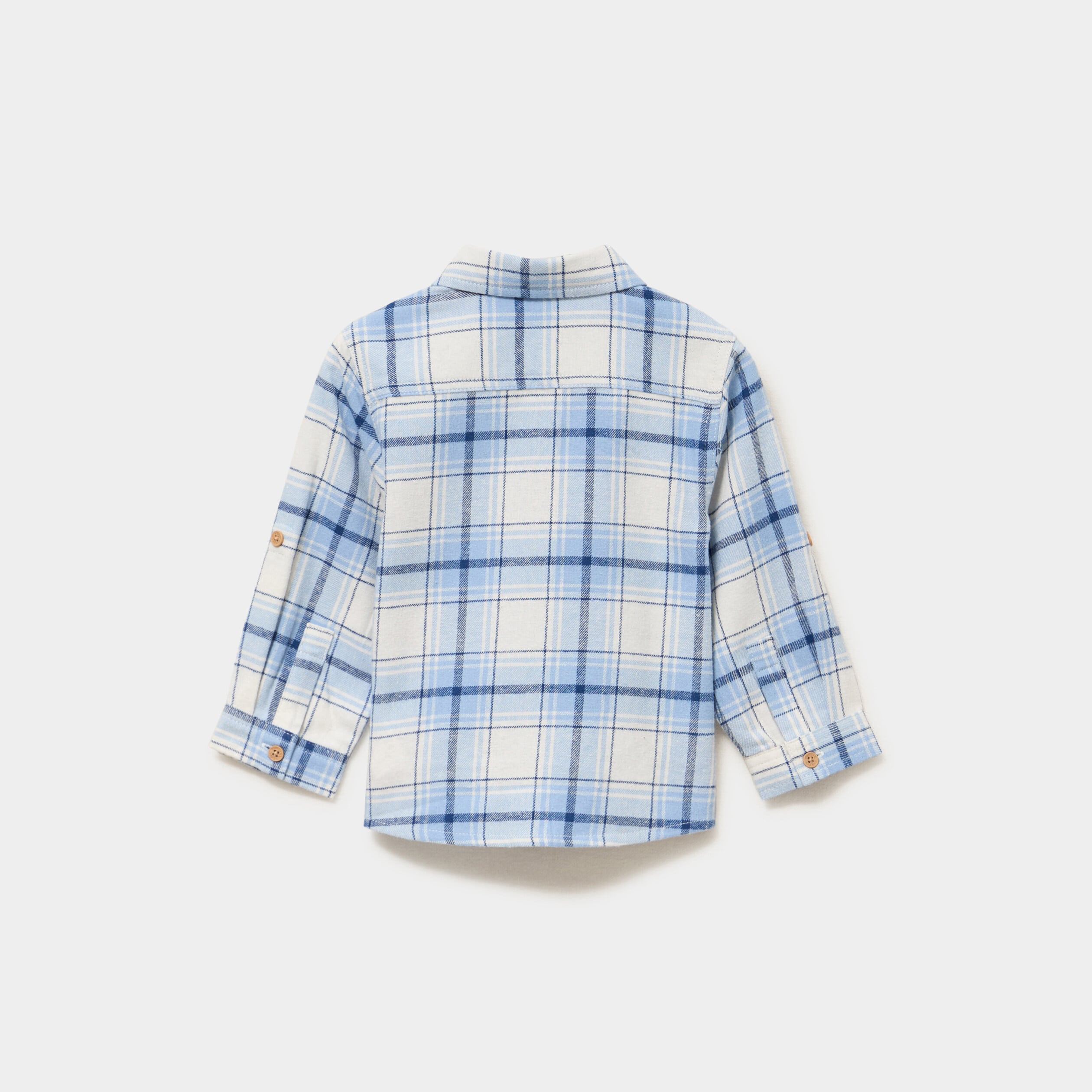 Chemise manches longues coton bleu ciel b&eacute;b&eacute; gar&ccedil;on