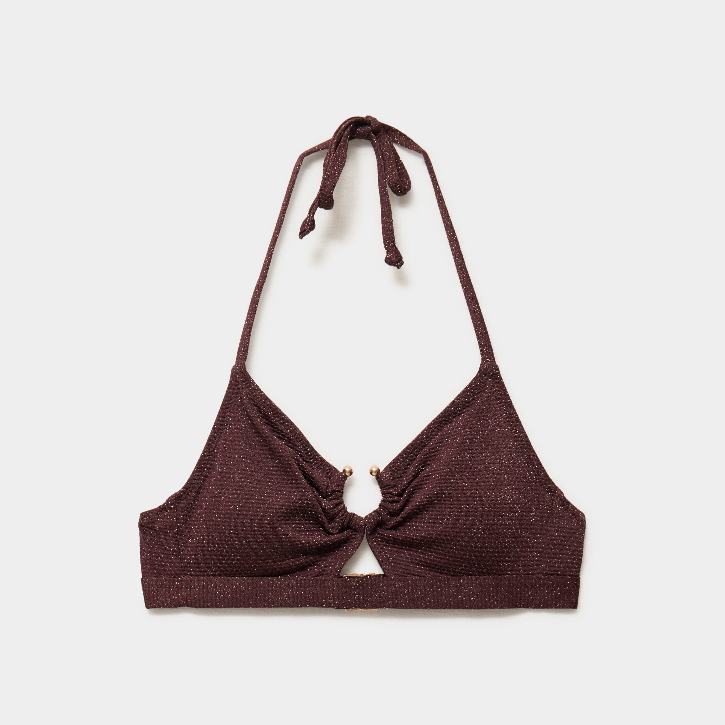 Haut de maillot de bain padd&eacute; amovible marron femme