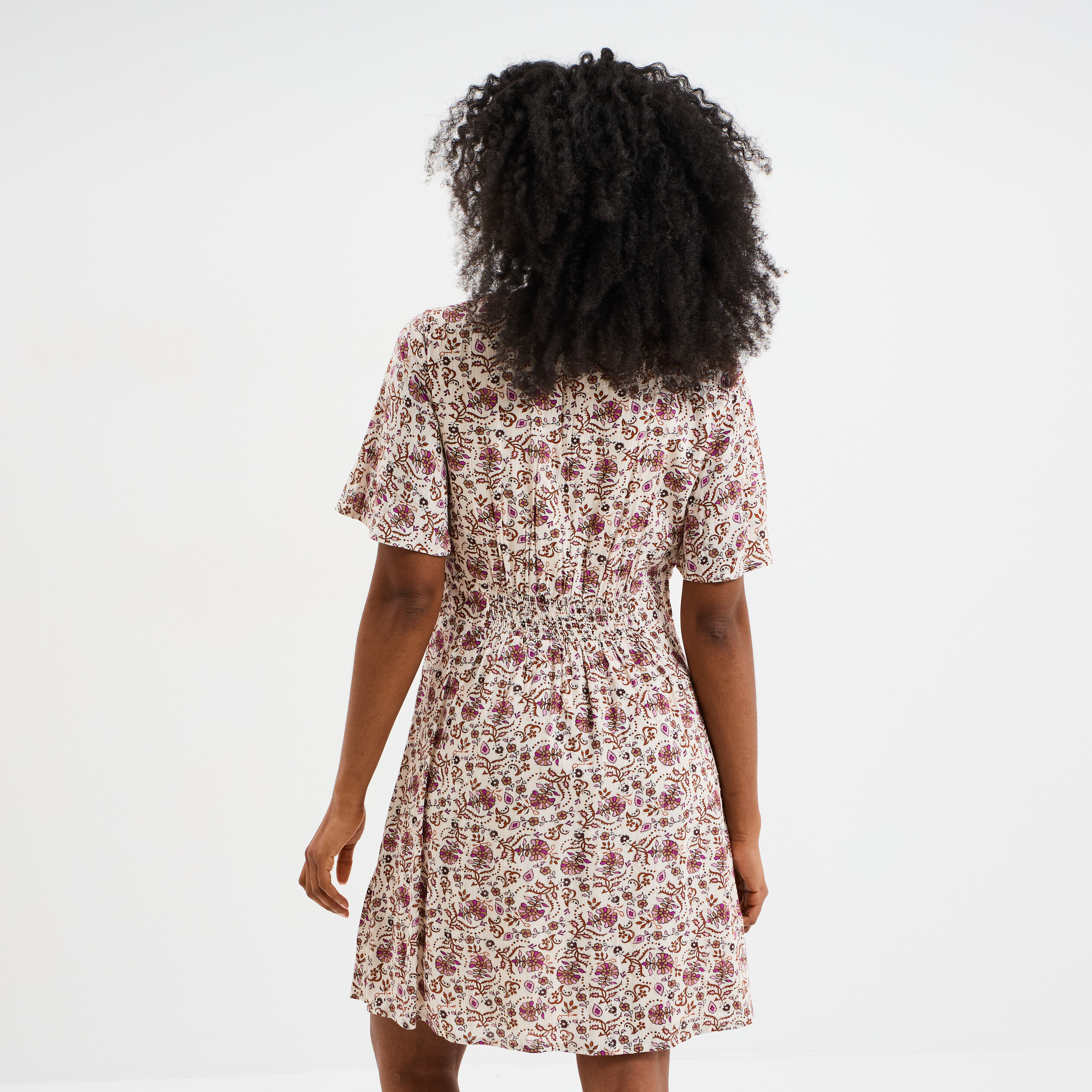 robe col en v taille smockee creeks blanc femme Robe col en V taille smockée Creeks blanc femme