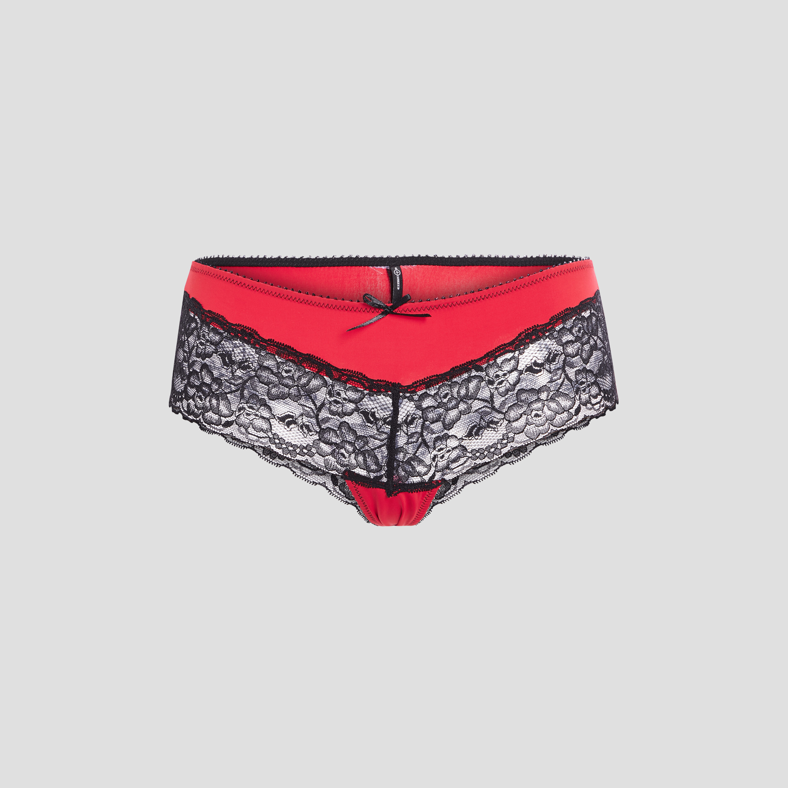 Shorty mix micro dentelle rouge femme