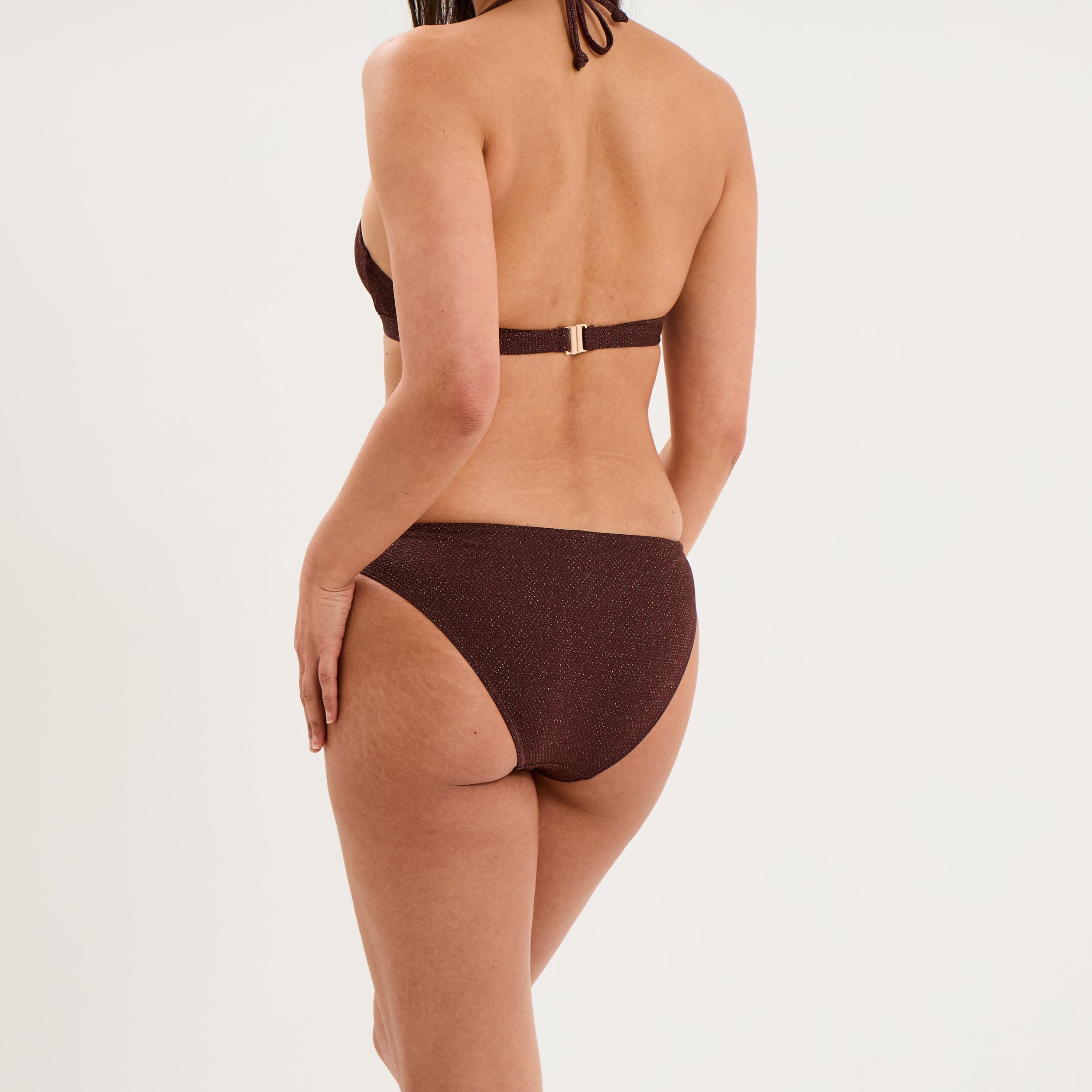 Bas de maillot de bain anneau marron femme