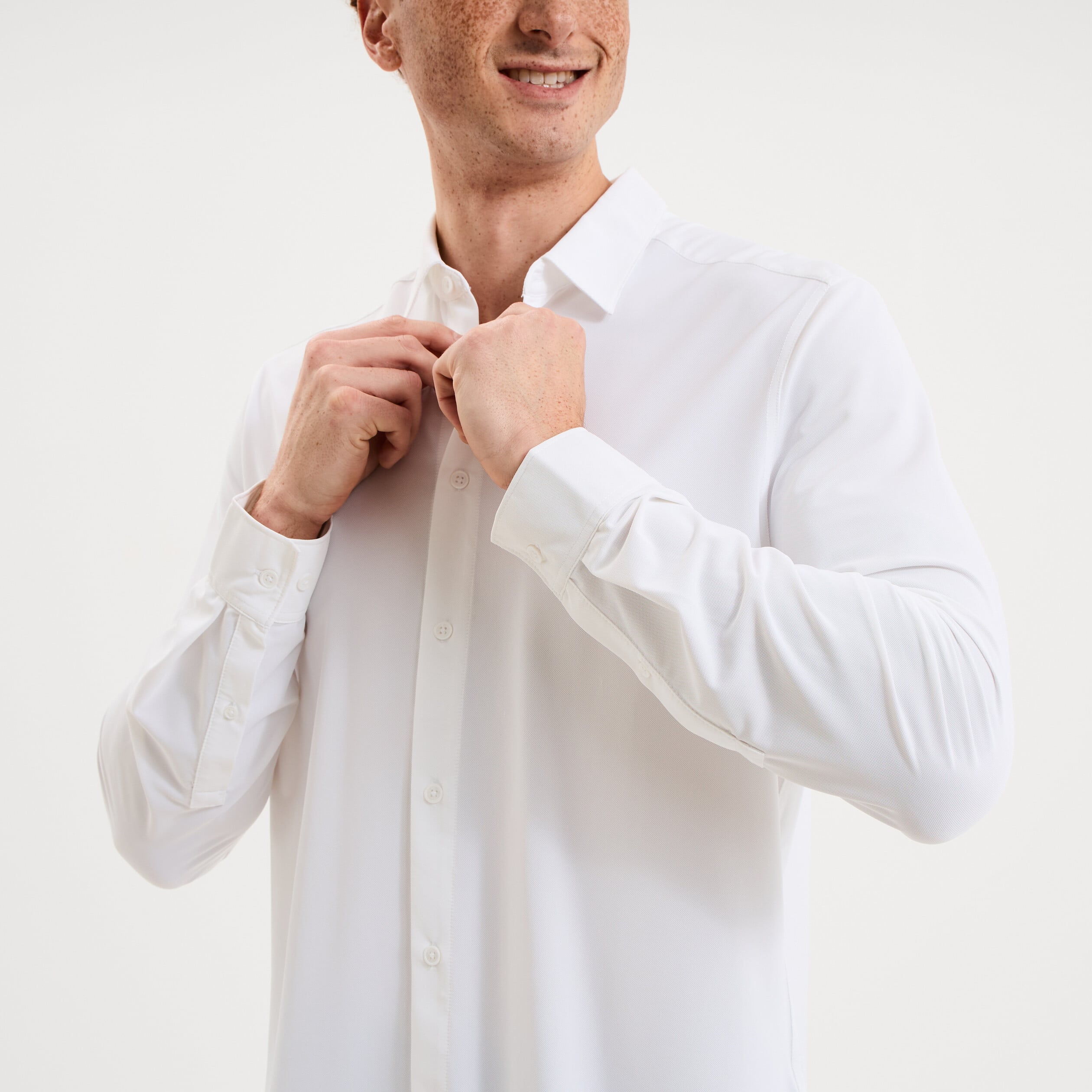 Chemise manches longues stretch blanc homme