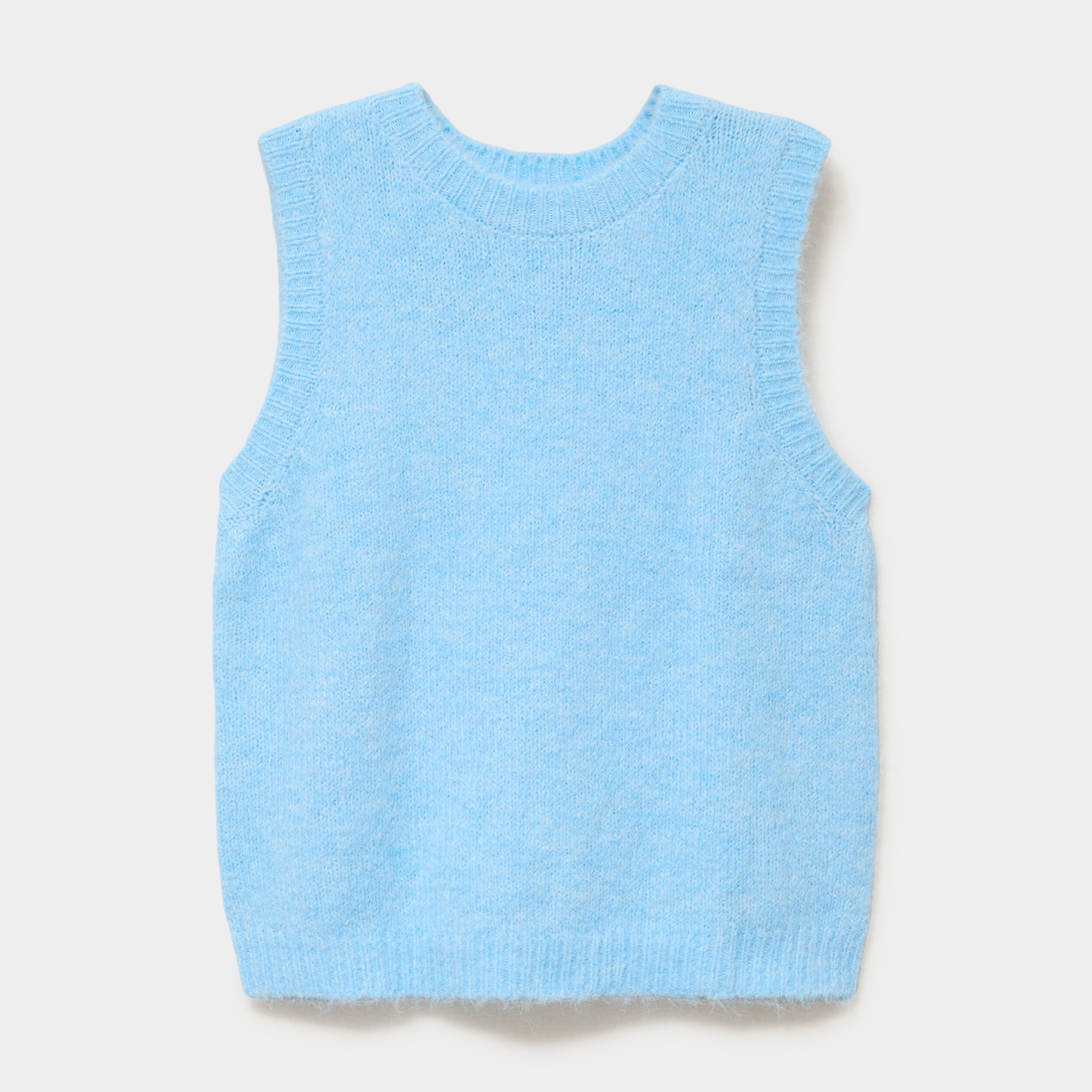Pull sans manches col rond bleu clair femme