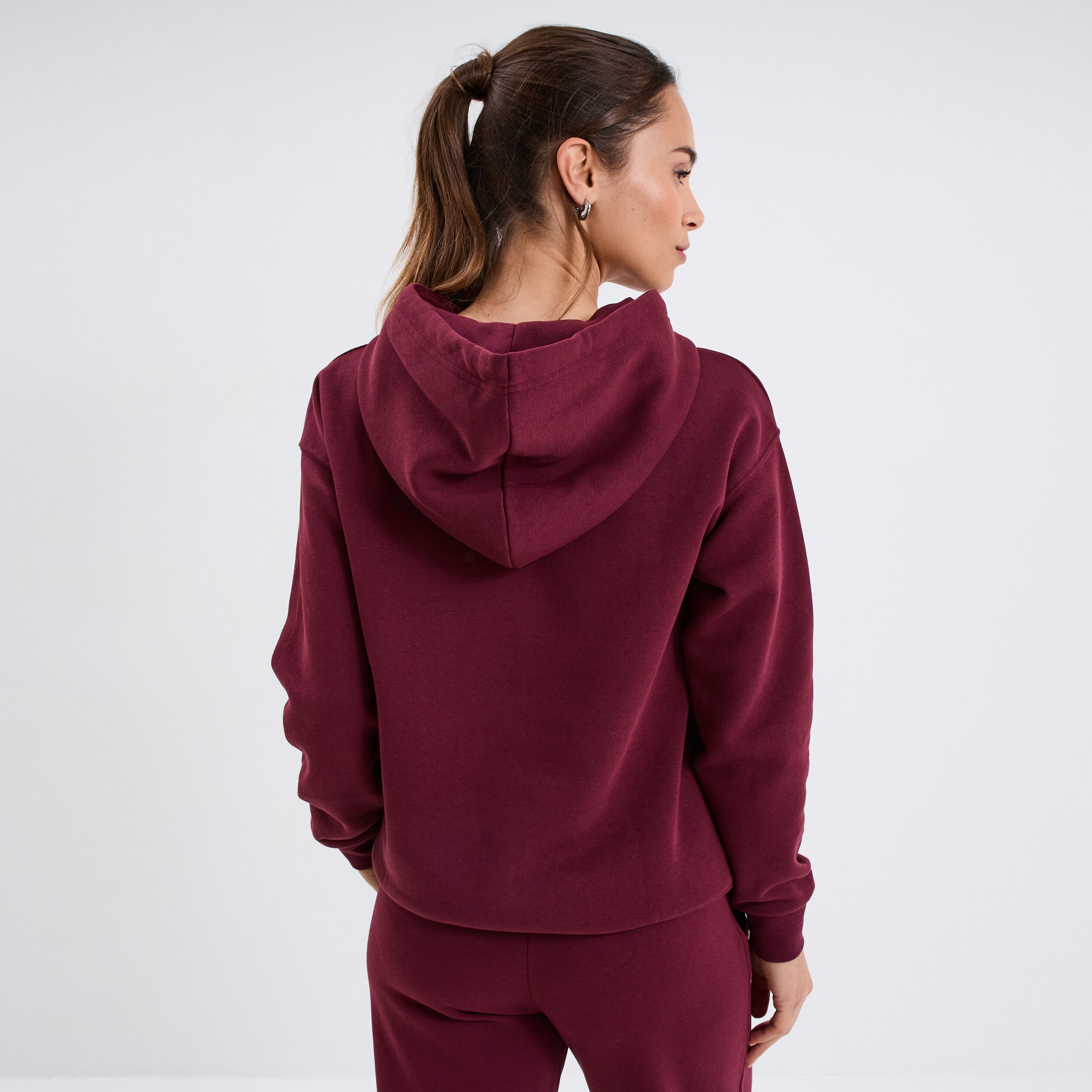 Sweat hoodie molleton &agrave; capuche bordeaux femme