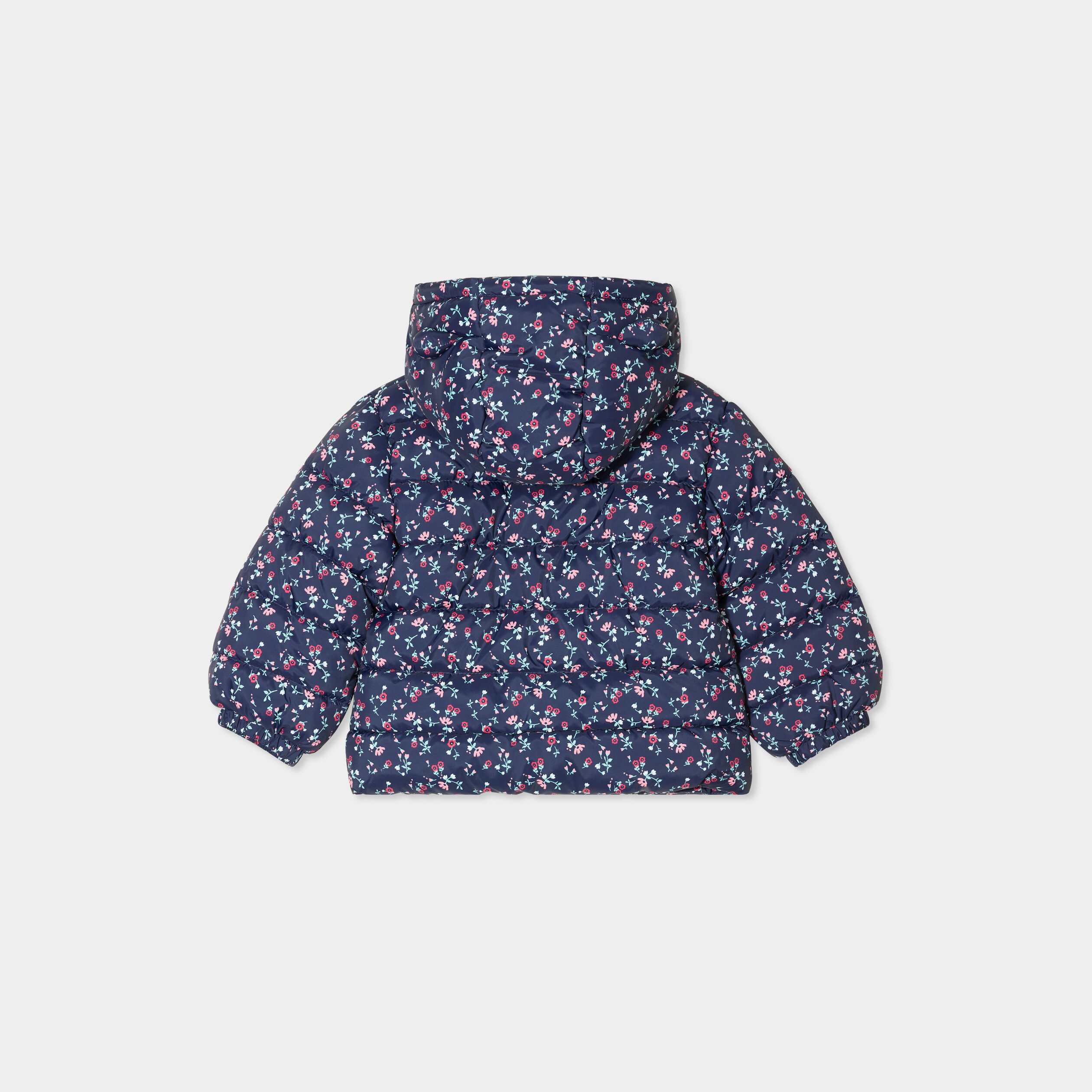 Doudoune à capuche poignets élastiqués bleu marine bébé fille