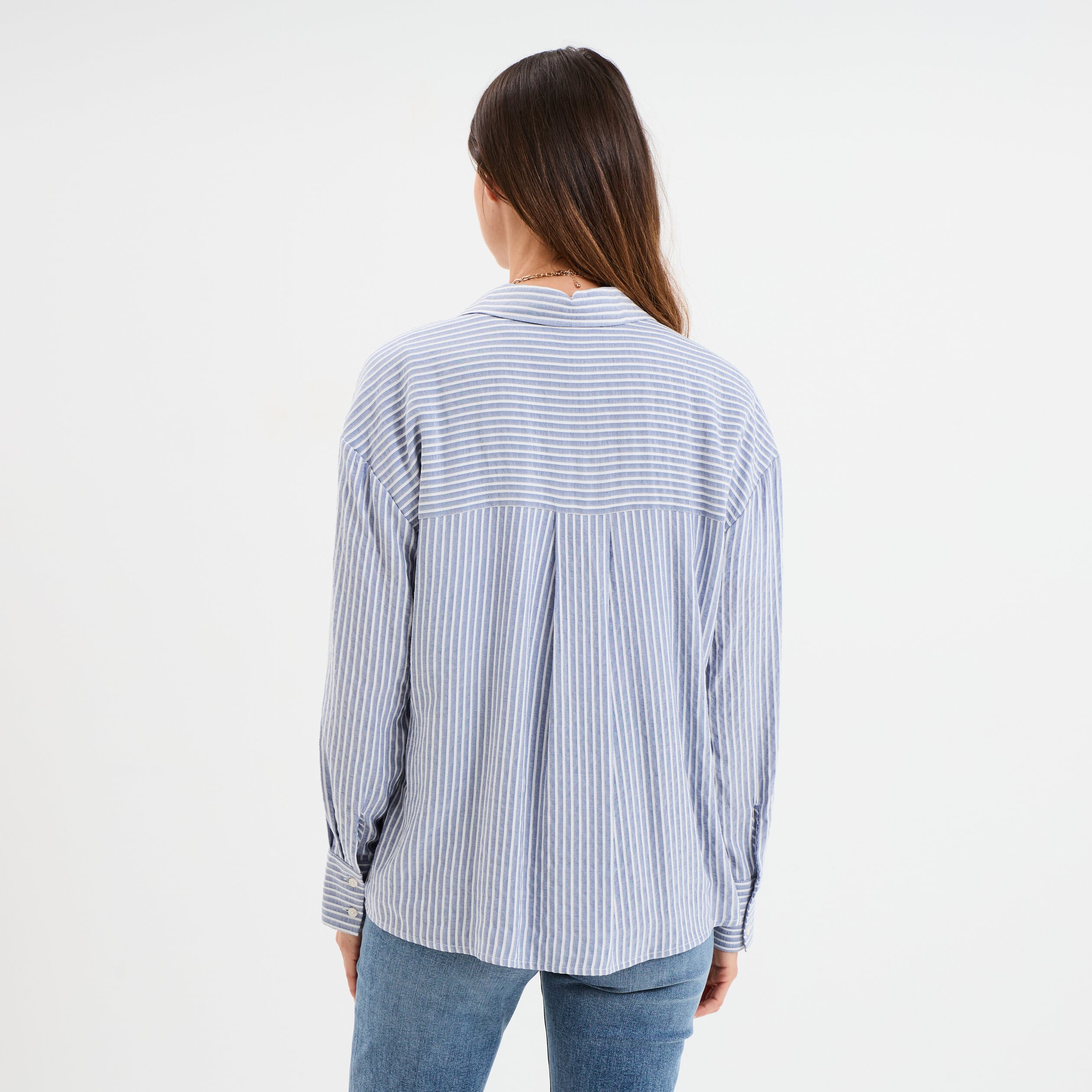 Chemise manches longues bleu marine femme