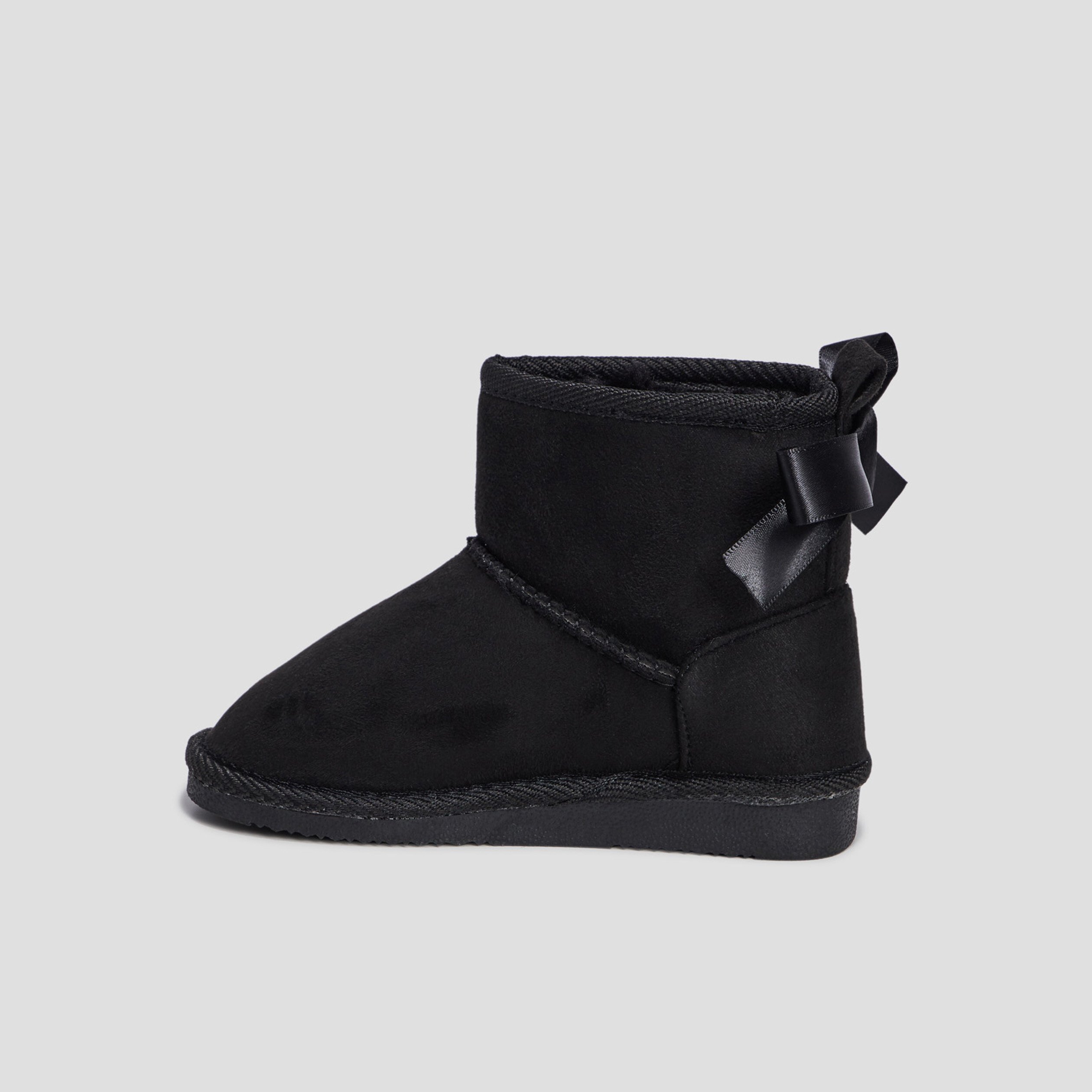 Bottines fourrées avec noeud noir fille
