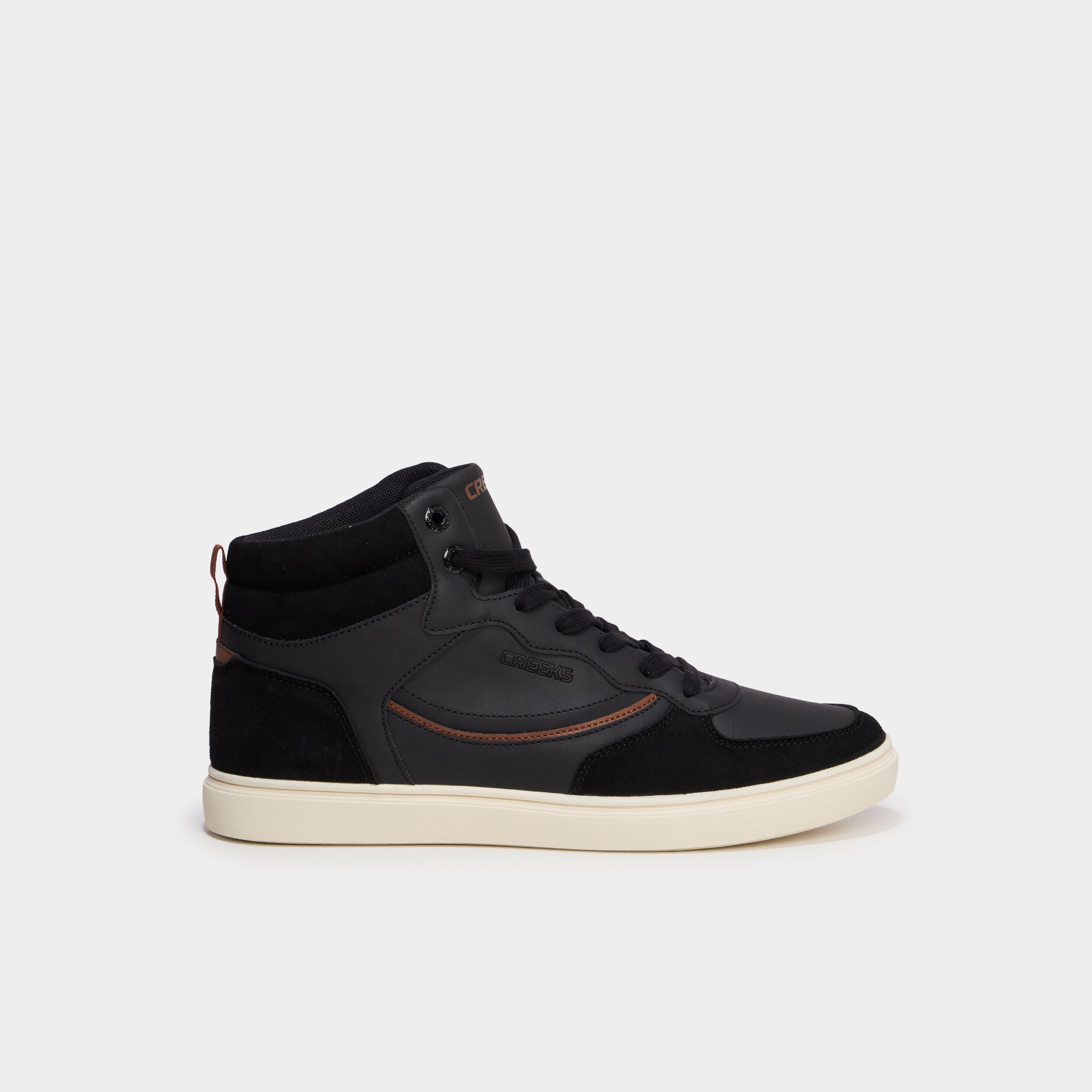 Baskets montantes &agrave; lacets noir homme