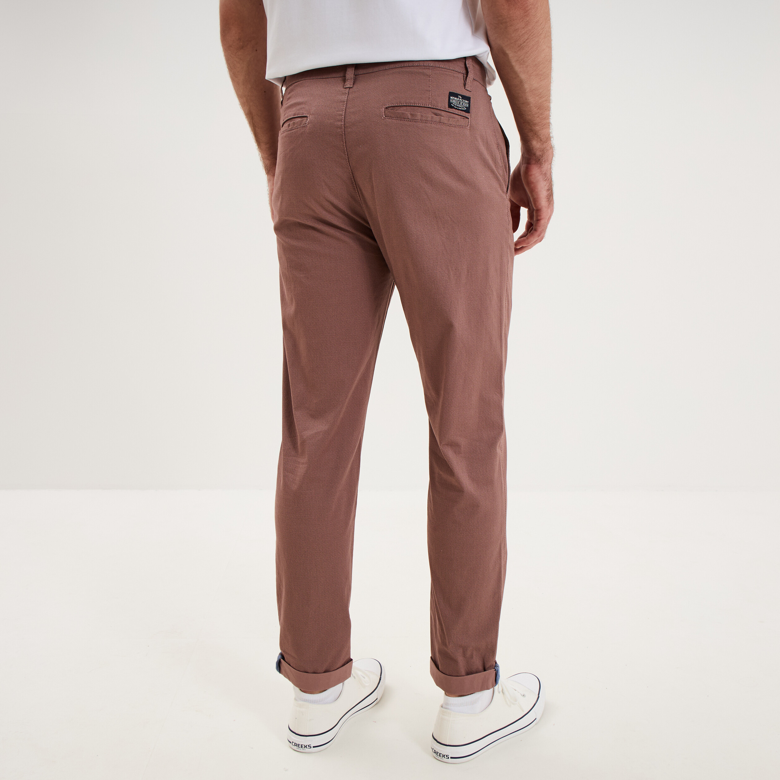 Pantalon chino slim stretch vieux rose homme