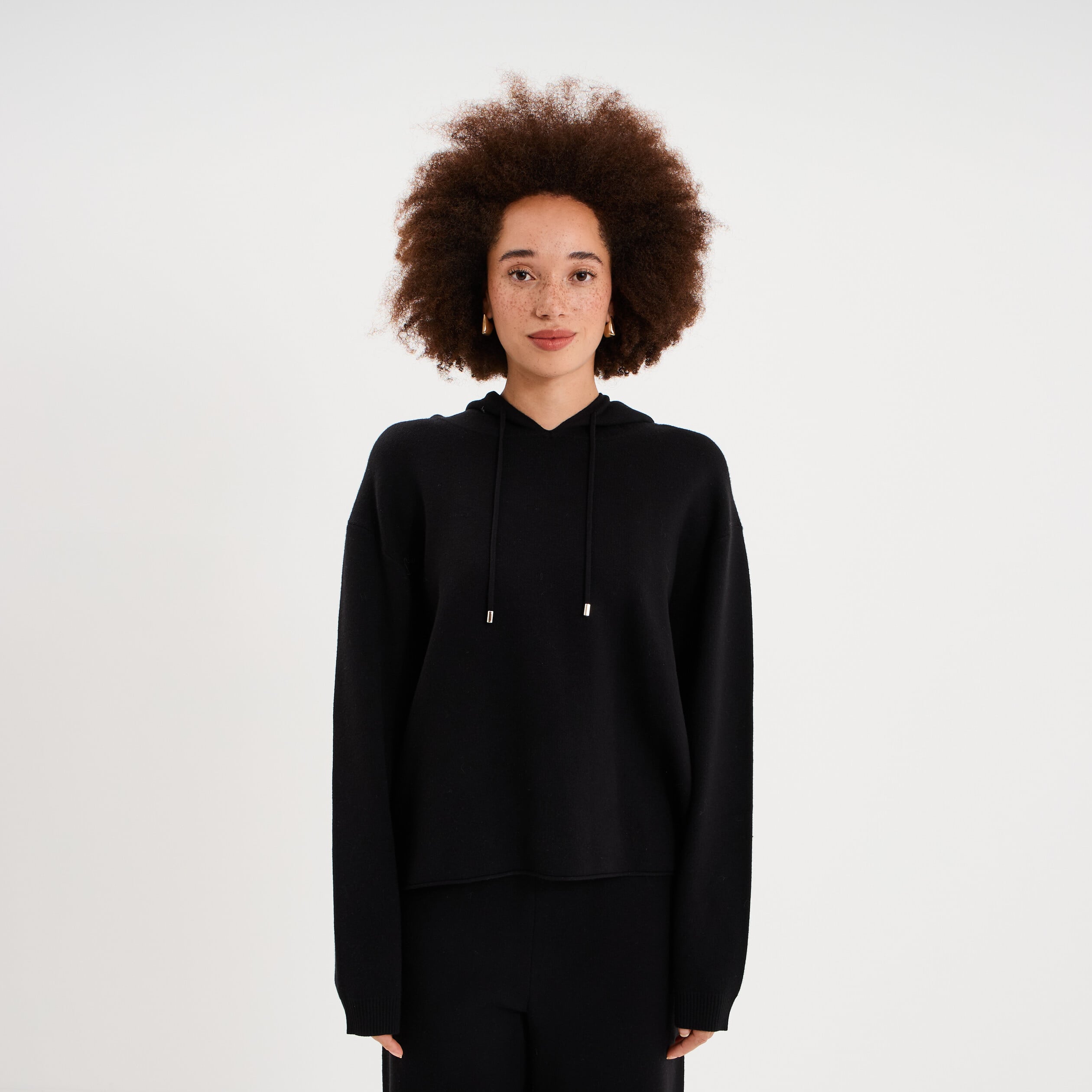 Sweat &agrave; capuche hoodie oversize noir femme