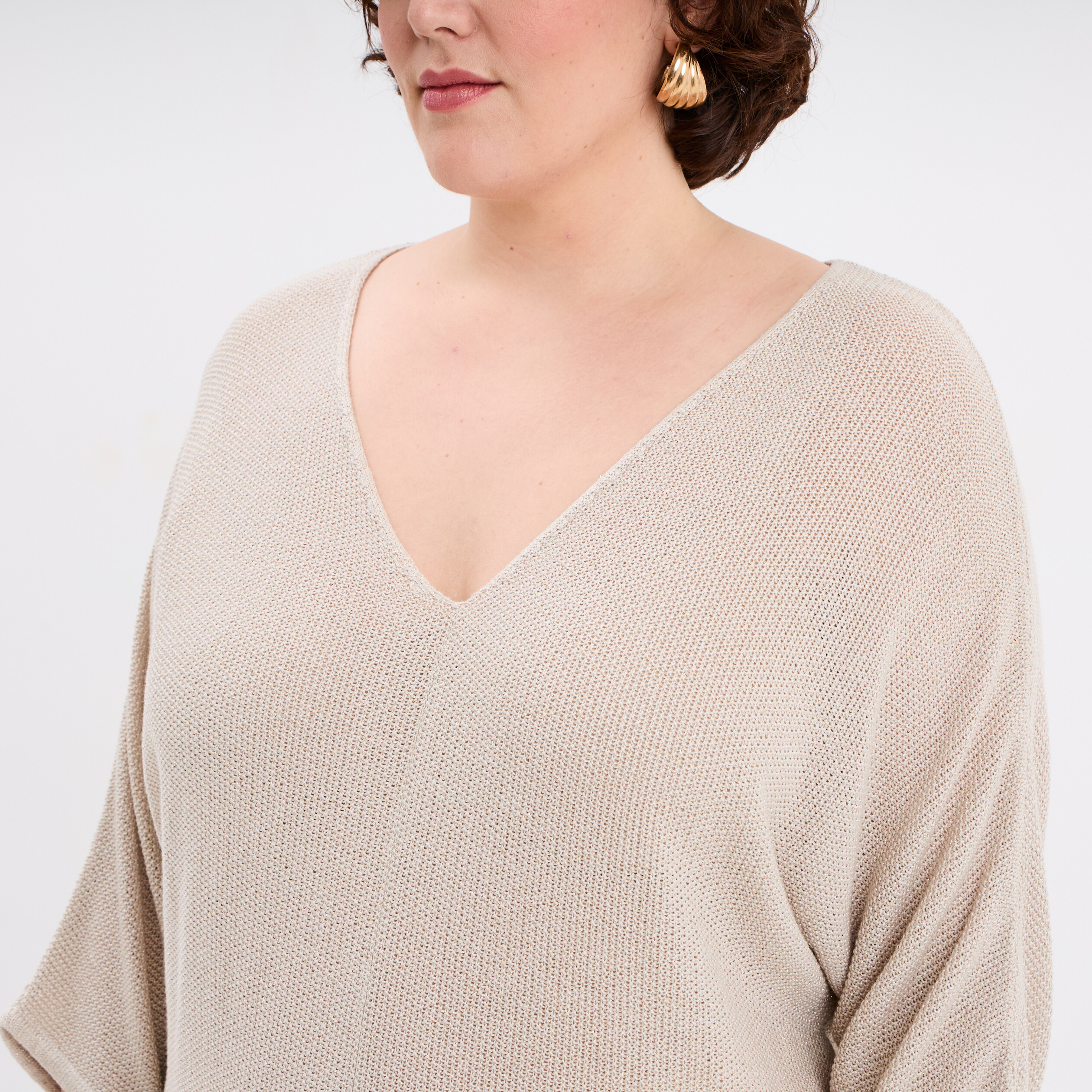 Pull Femme Col V La Halle - Taille S, Bleu Marine, 100% Coton, Occasion Très Bon état