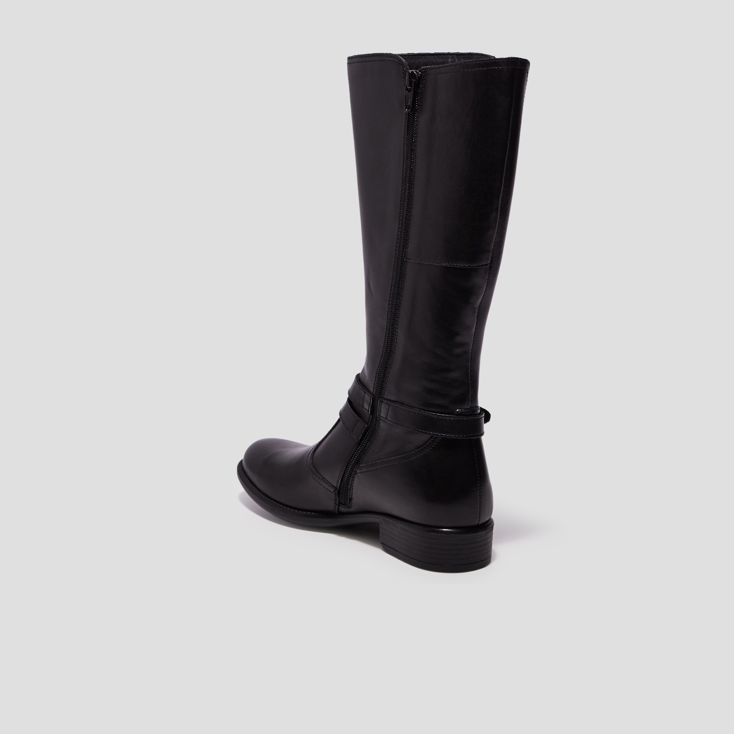 bottes zippees en cuir avec brides noir fille Bottes zippées en cuir avec brides noir fille