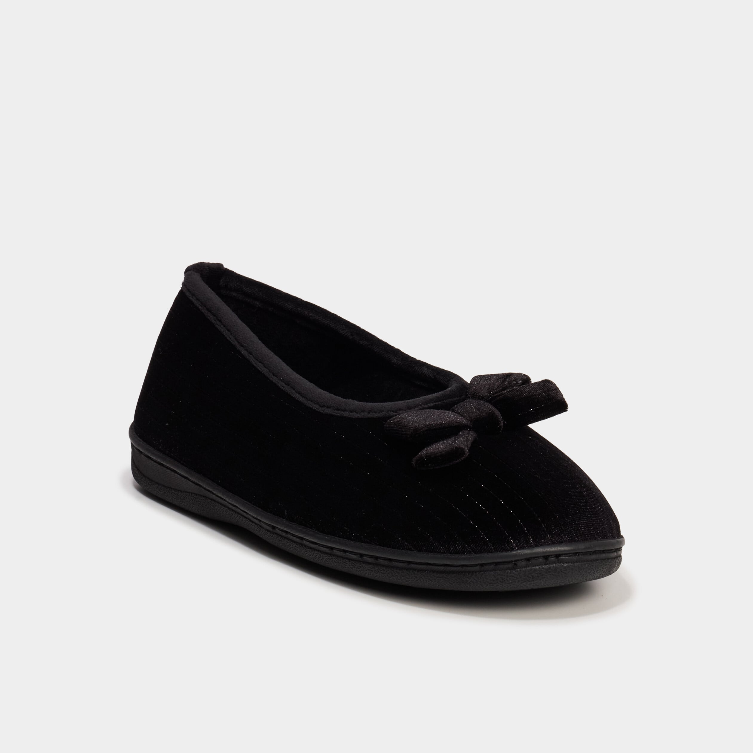 Chaussons ballerines avec noeuds noir femme