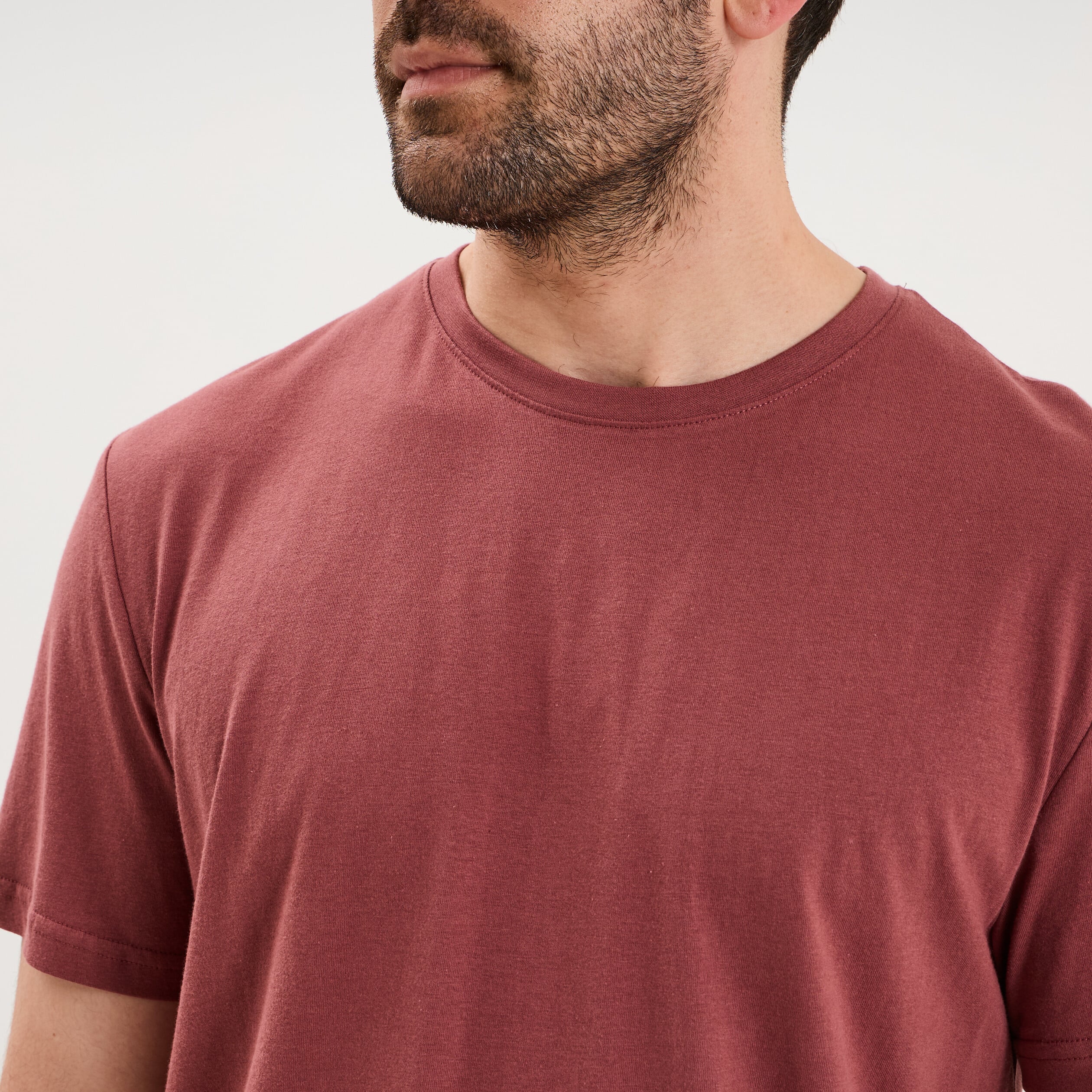 T-shirt droit en coton manches courtes vieux rose homme