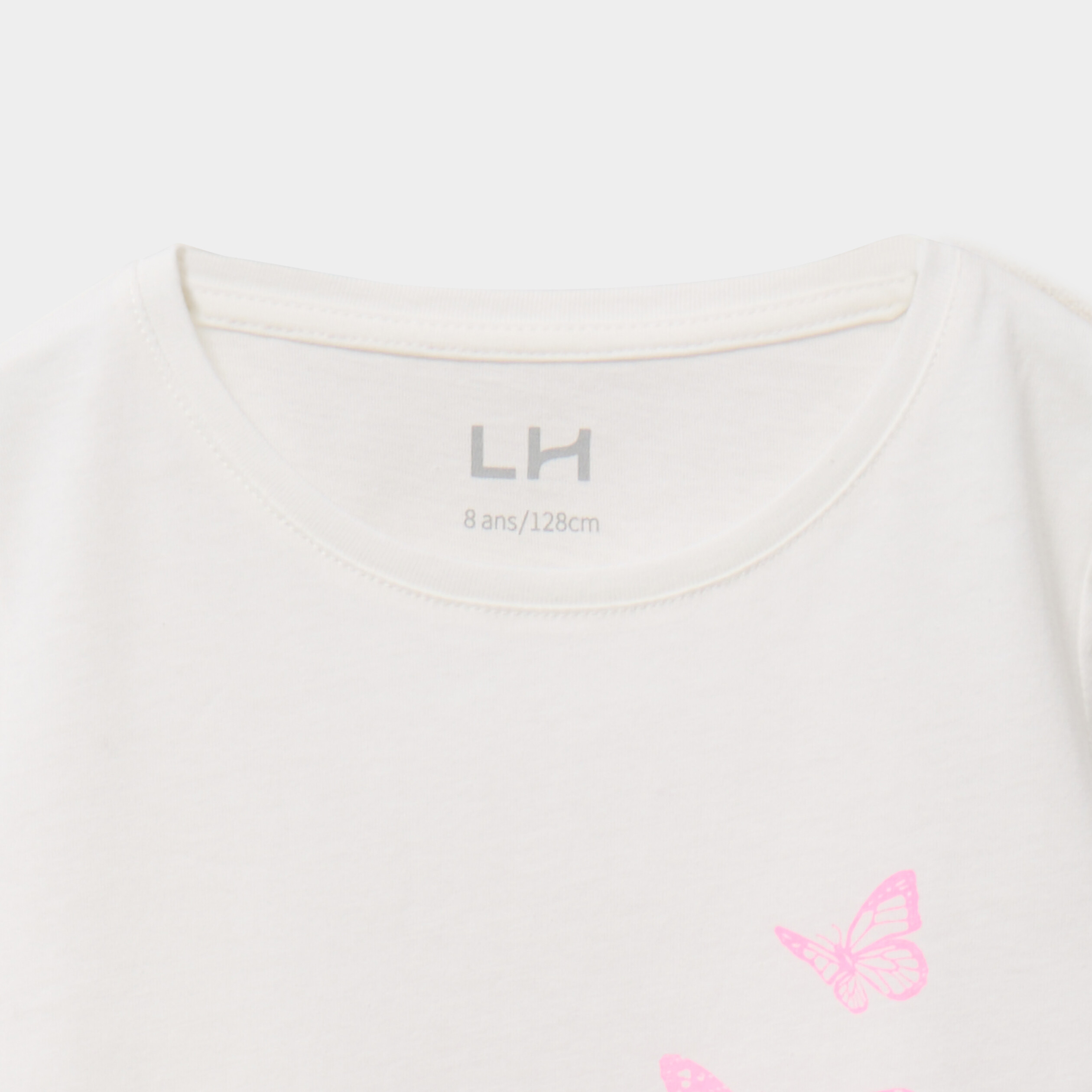 T-shirt manches courtes coton ivoire fille