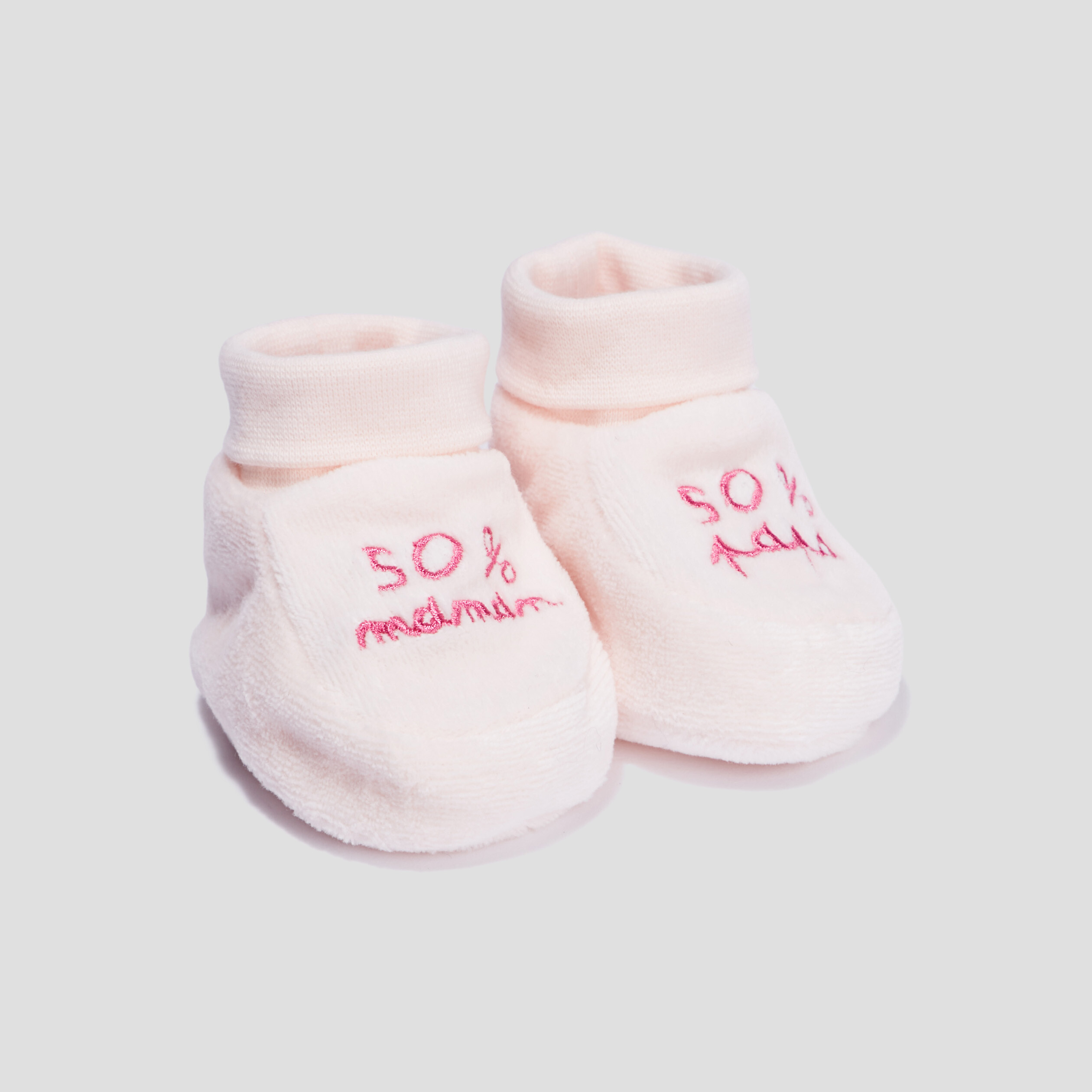 Chaussons bébé rose 50% Maman 50% Papa