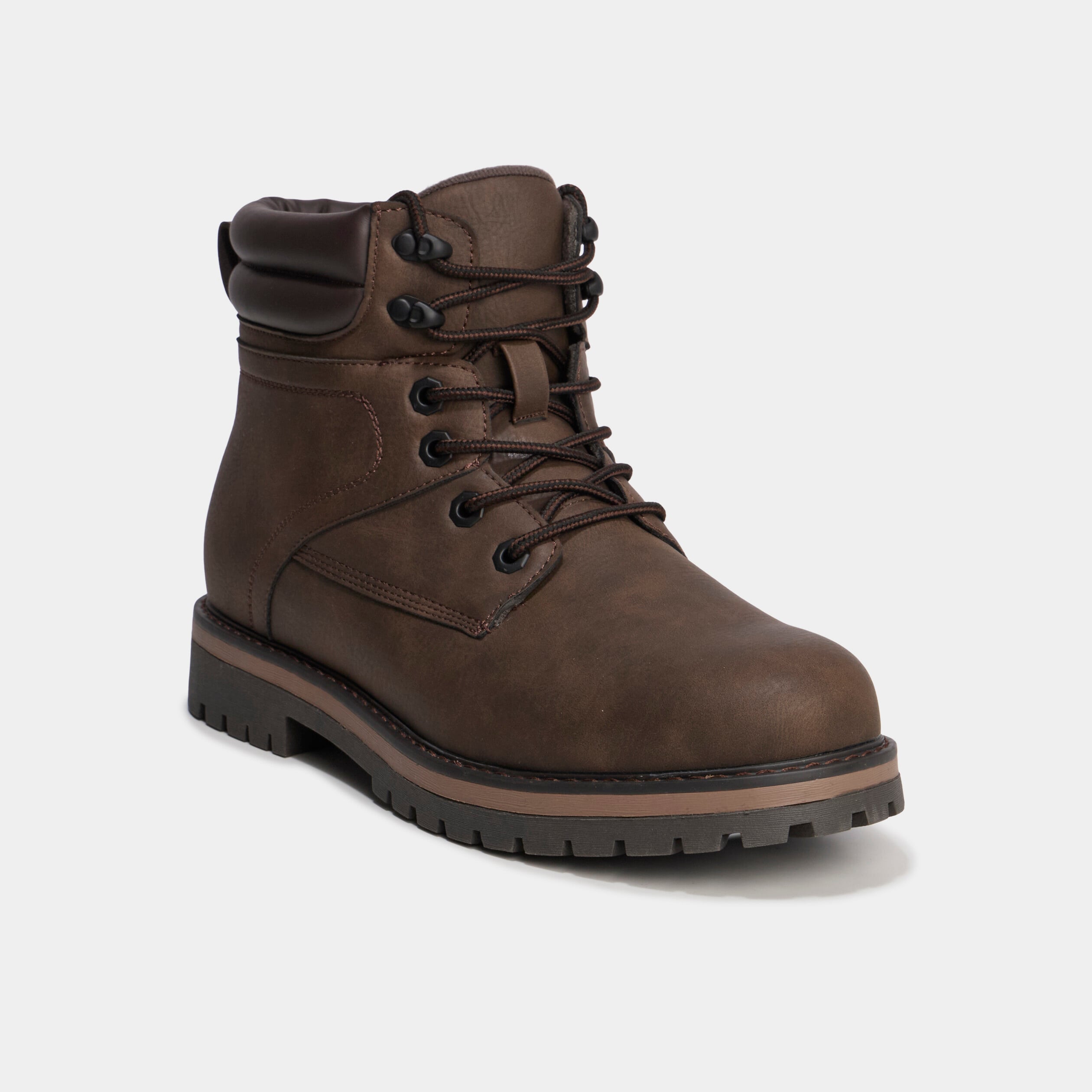 Bottines &agrave; bout rond lacets marron homme