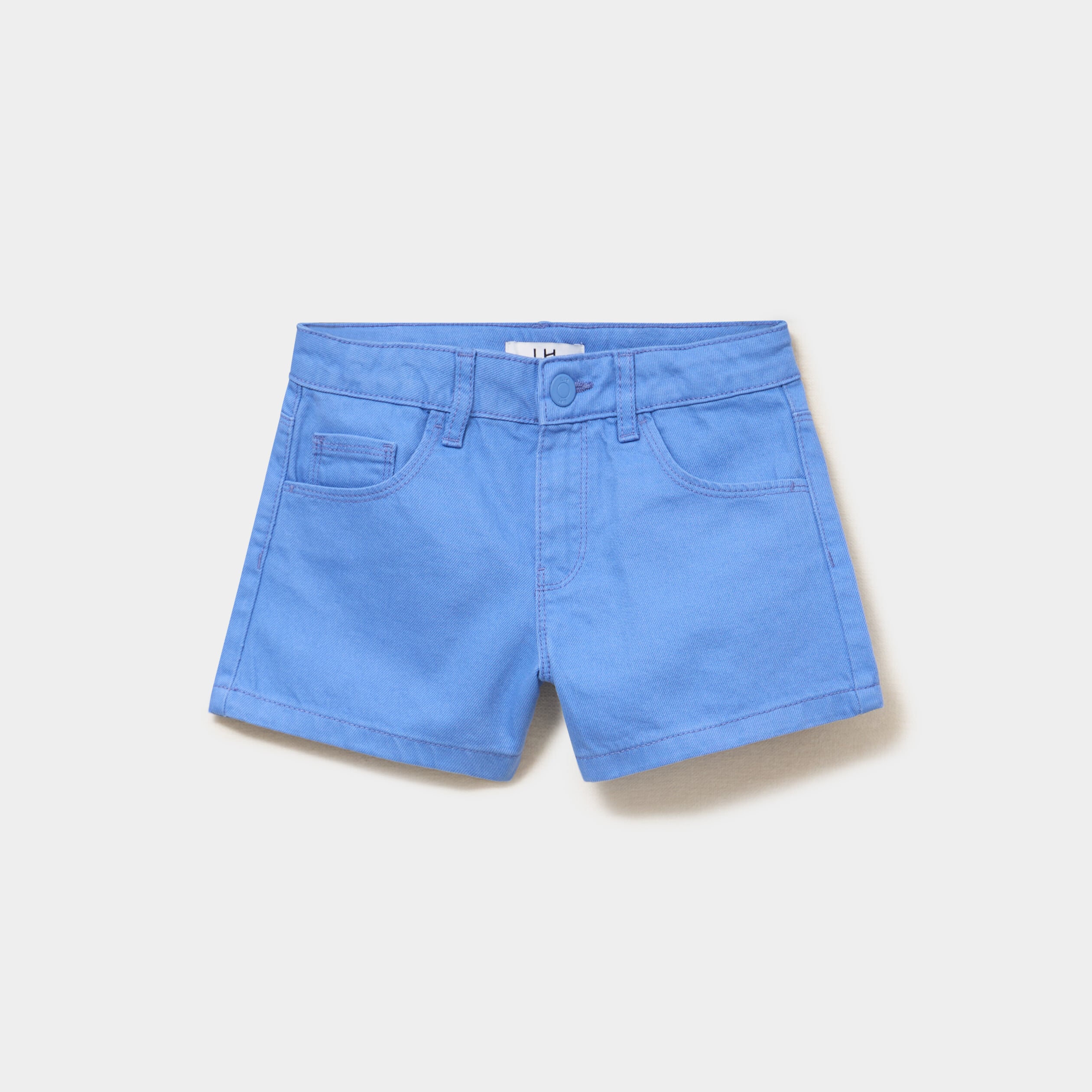 Short droit en coton taille ajustable bleu electrique fille