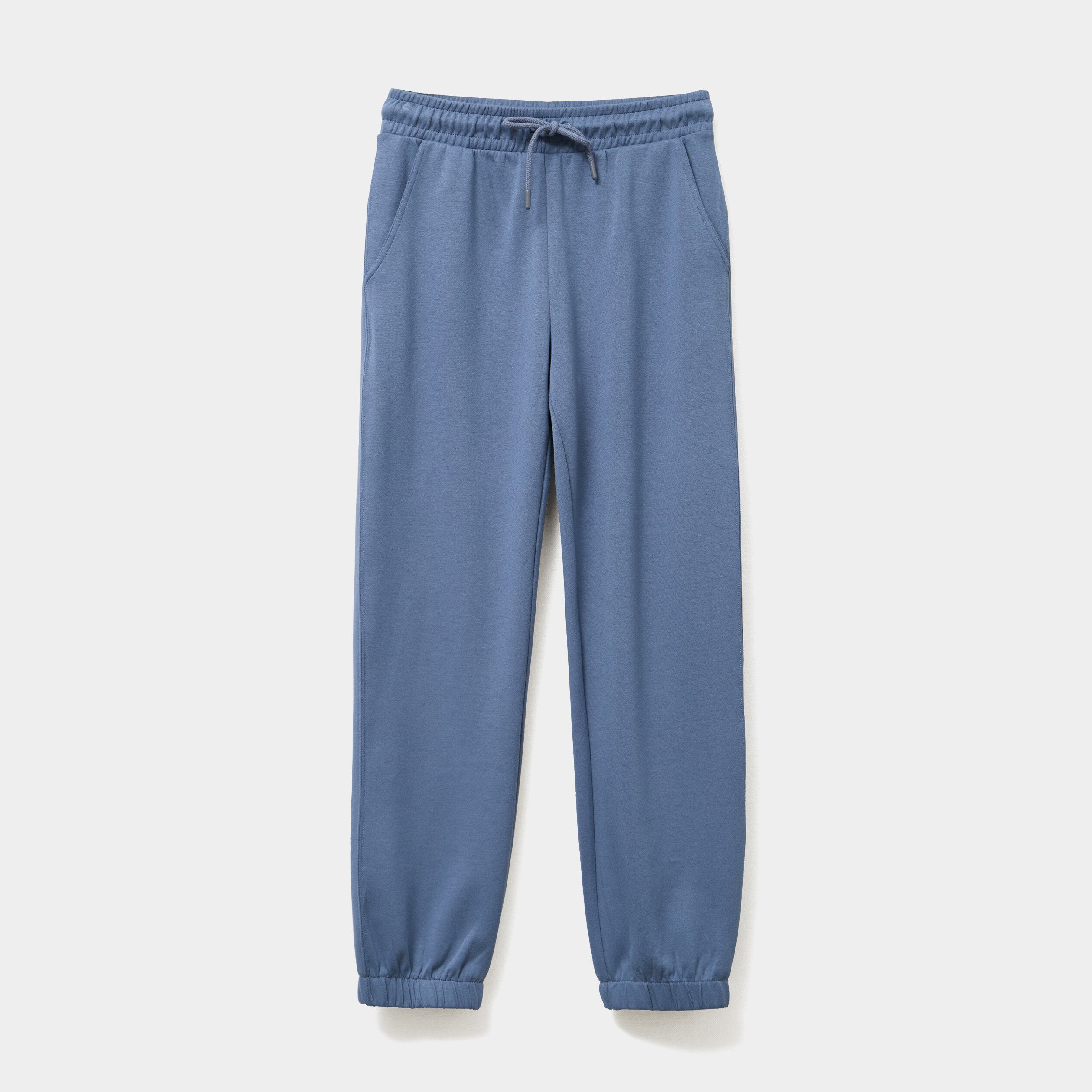 pantalon de jogging large elastique bleu gris femme Pantalon de jogging large élastiqué bleu gris femme