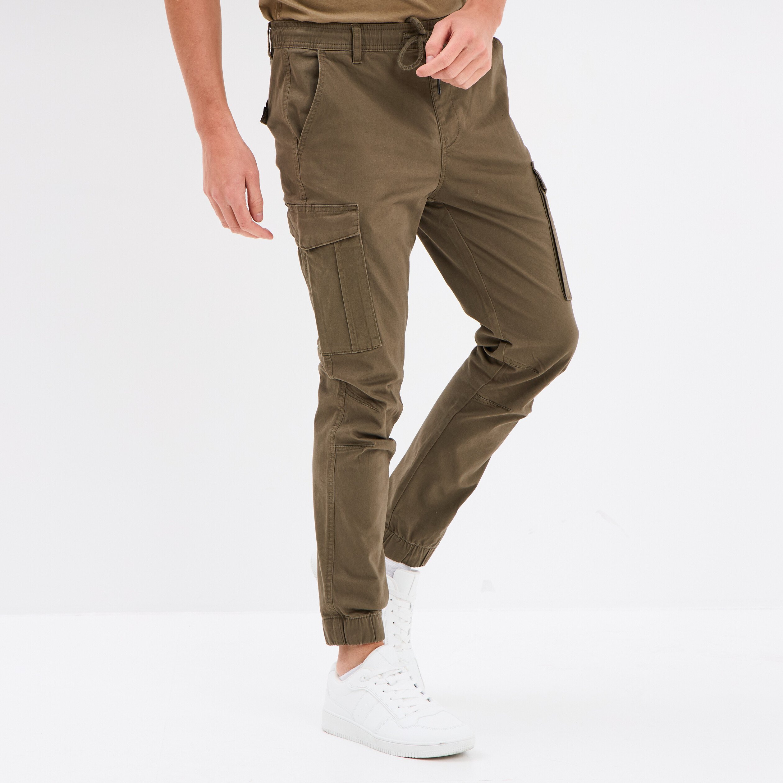 Pantalon cargo slim coton Liberto vert kaki homme
