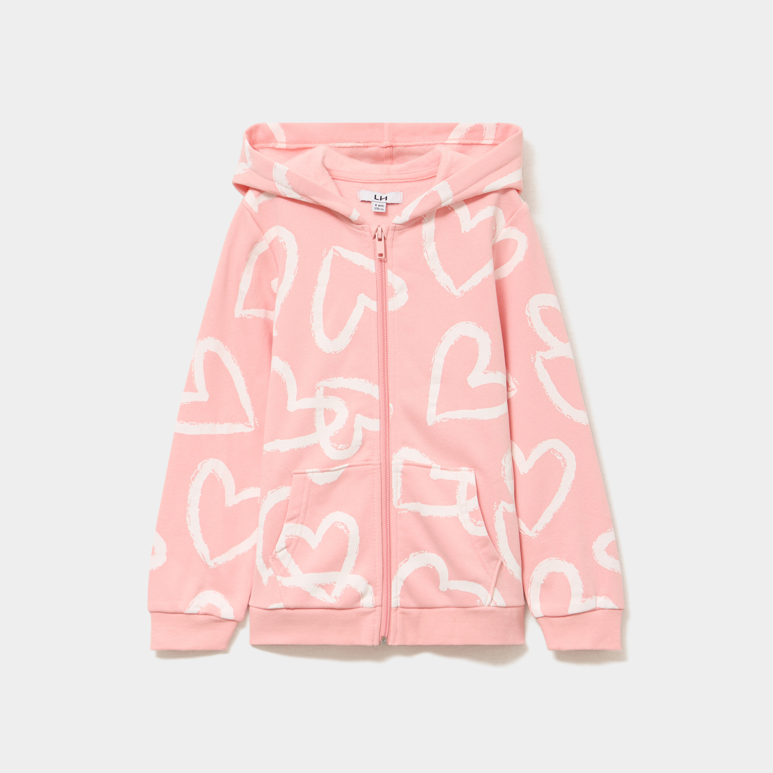 Sweat zipp&eacute; &agrave; capuche orange fille