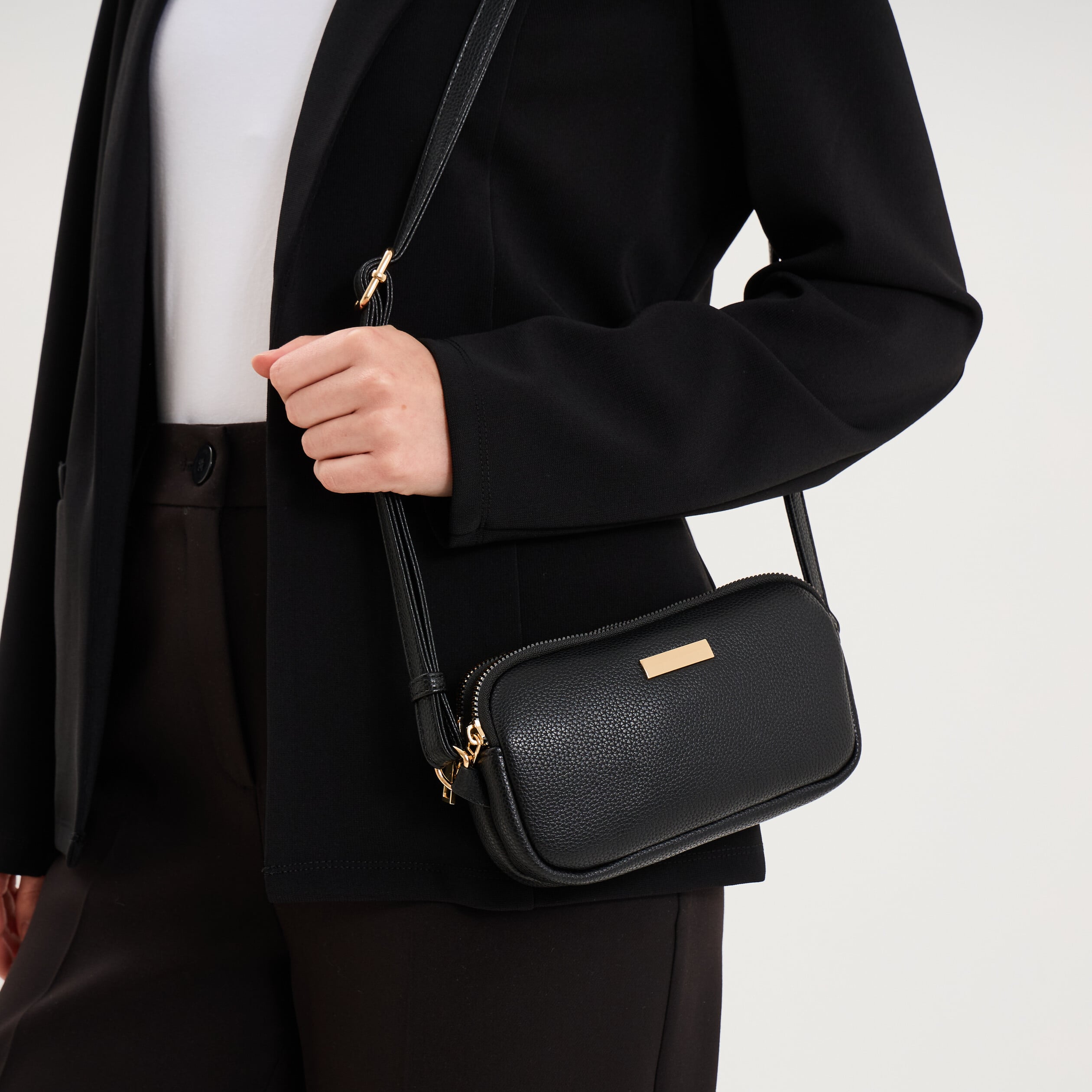 Sac bandouli&egrave;re 2 compartiments noir femme