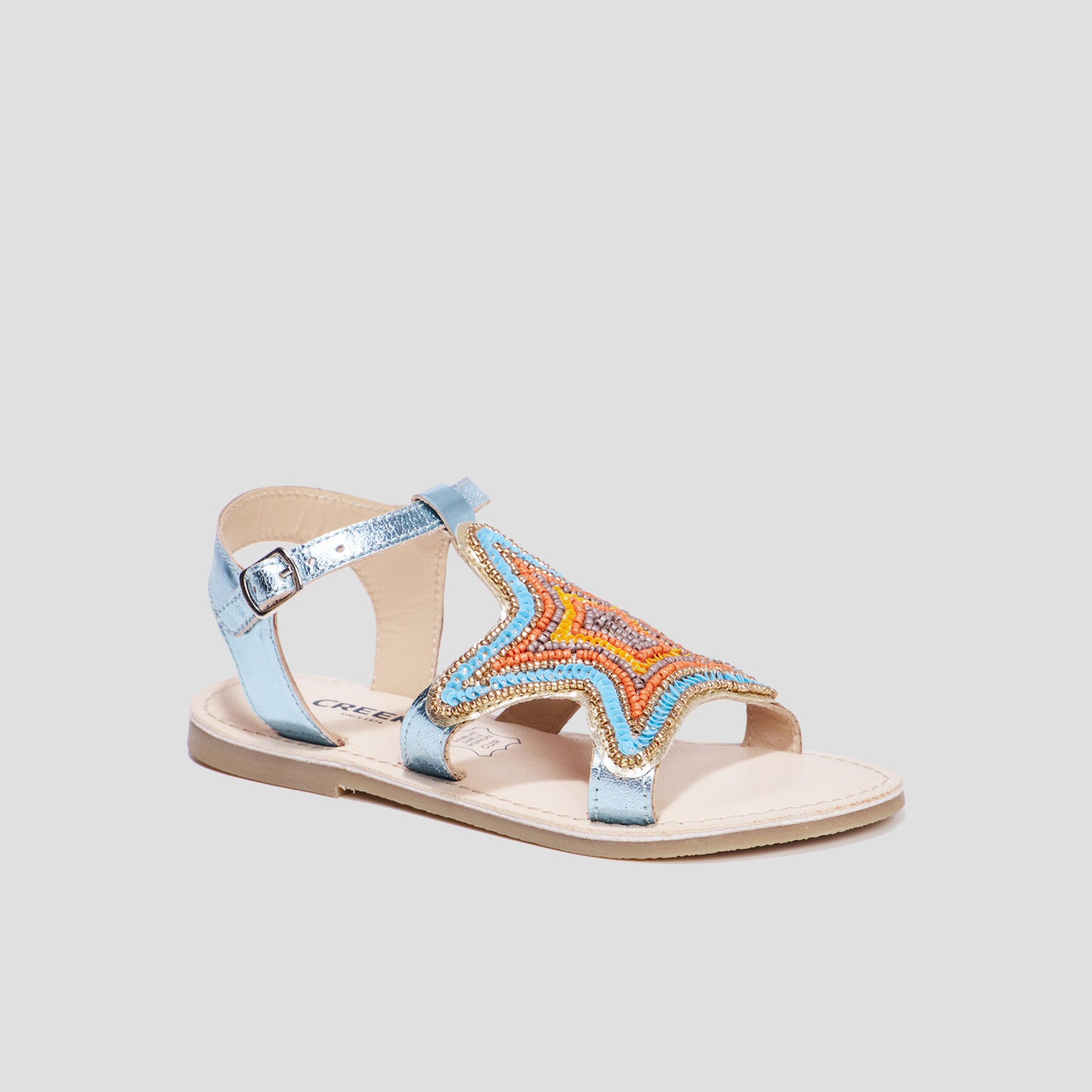 sandales avec perles en cuir creeks bleu fille Sandales avec perles en cuir Creeks bleu fille