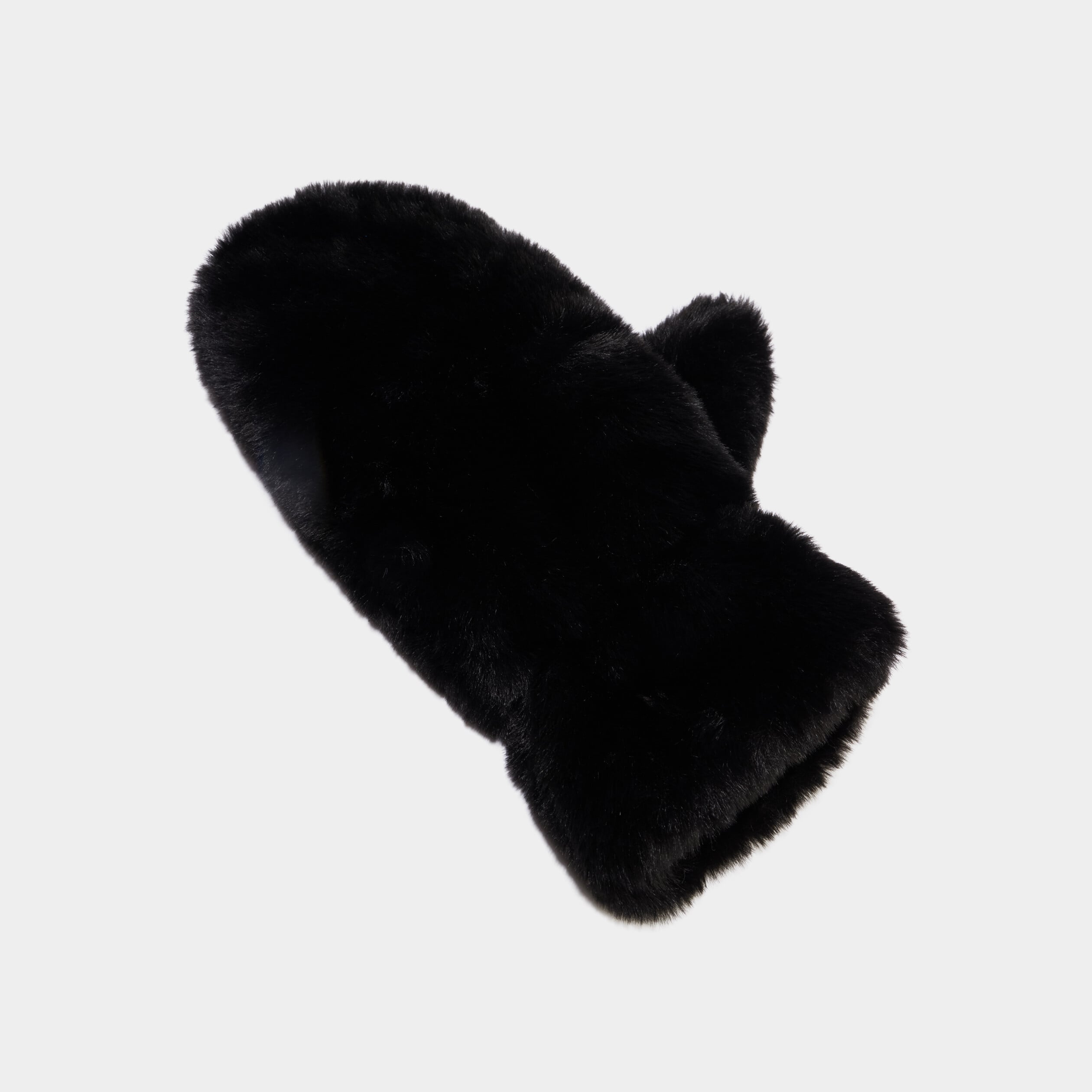 Mouffles fausse fourrure noir femme