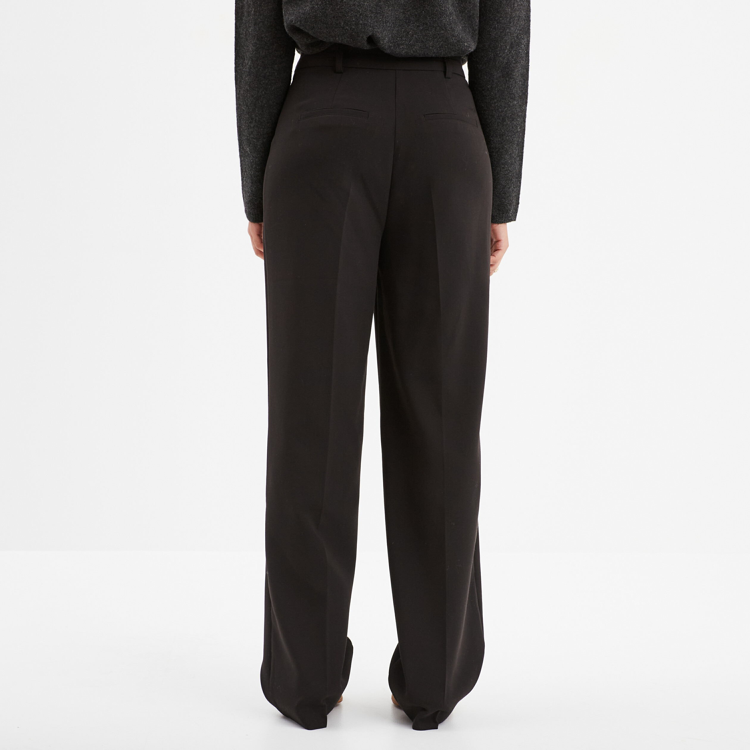 pantalon droit taille haute noir femme Pantalon droit taille haute noir femme