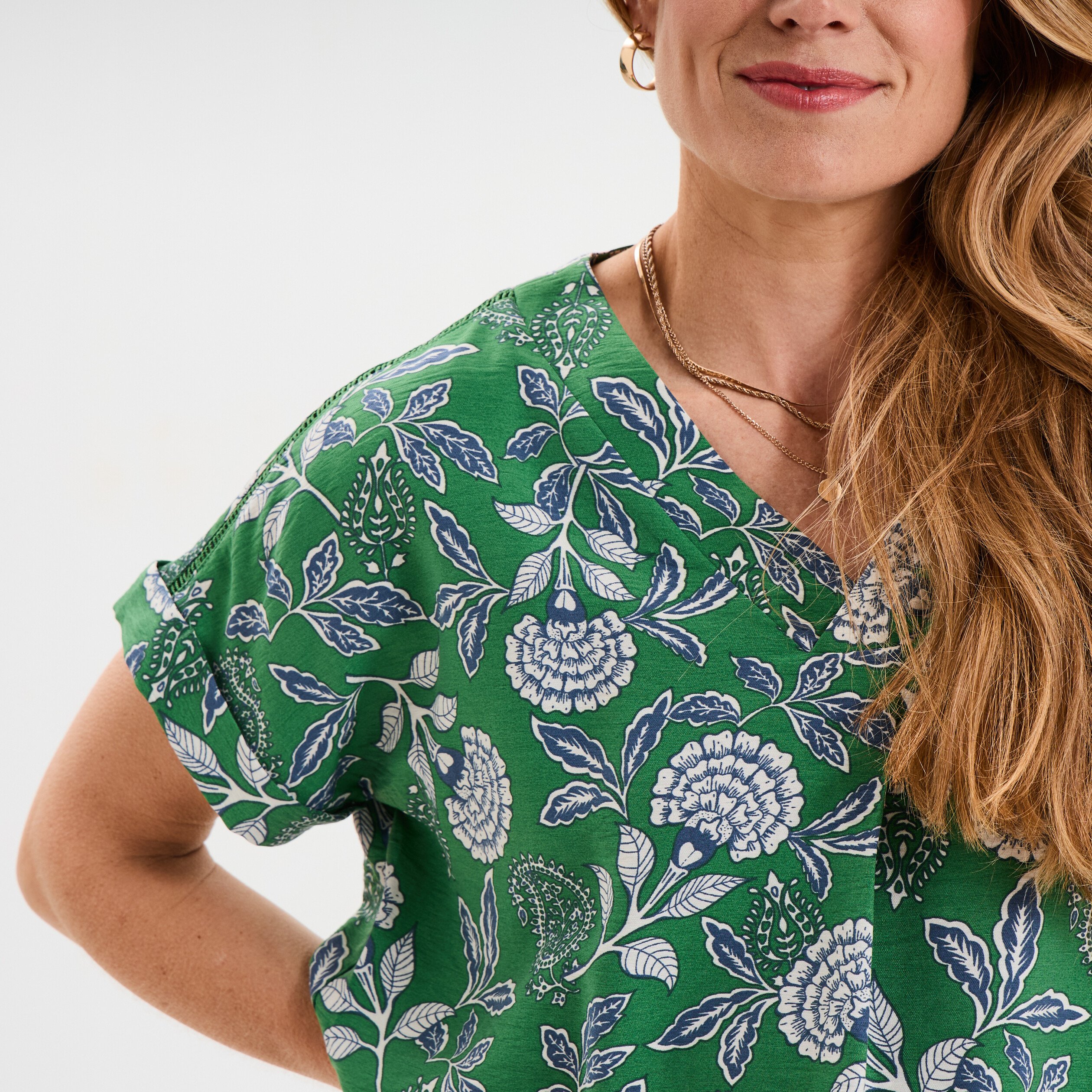 blouse col en v manches courtes vert menthe femme Blouse col en V manches courtes vert menthe femme