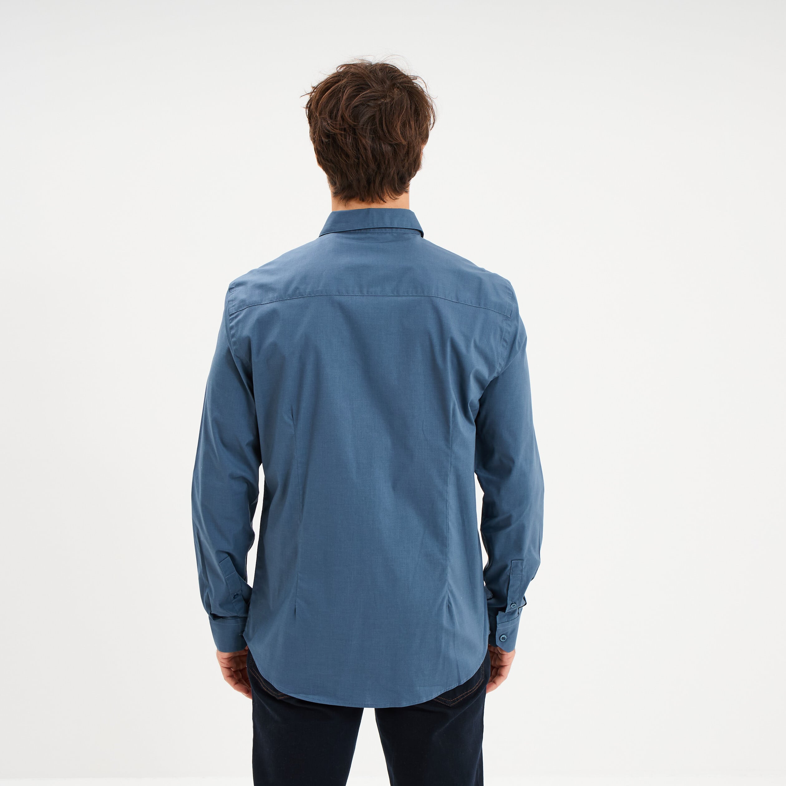 Chemise stretch manches longues bleu gris homme