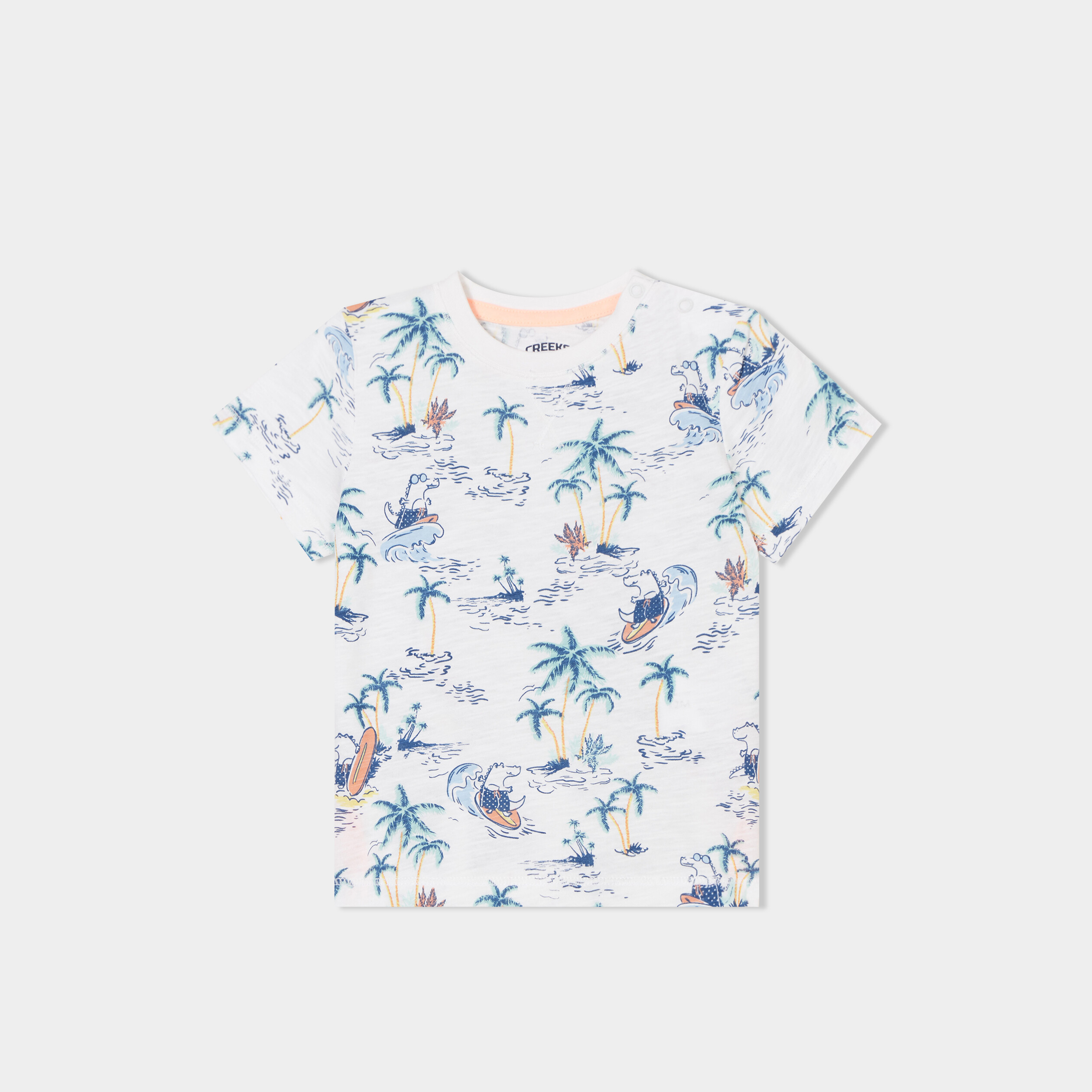 t shirt manches courtes coton creeks ecru bebeg T-shirt manches courtes coton Creeks ecru bébé garçon